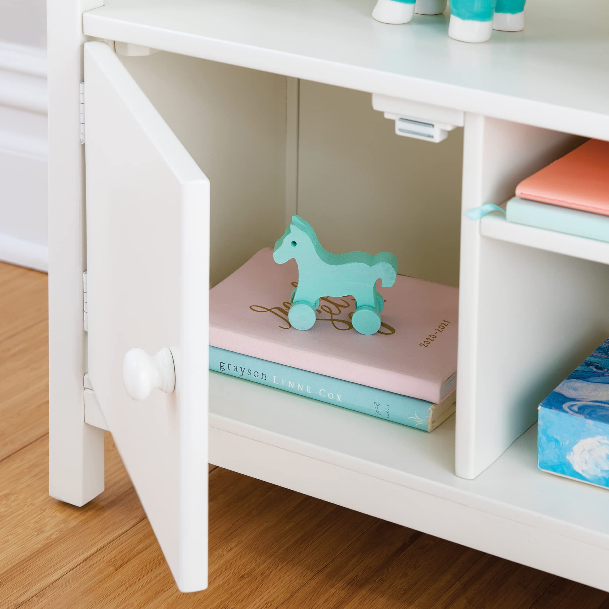 Martha Stewart Kids Jr. Dollhouse Bookcase - Creamy White Wooden Organizer with 2 Storage Shelves for Books, Toys & School Supplies | Perfect for Kids Bedroom, Playroom & Nursery Decor (Ages 3-8)