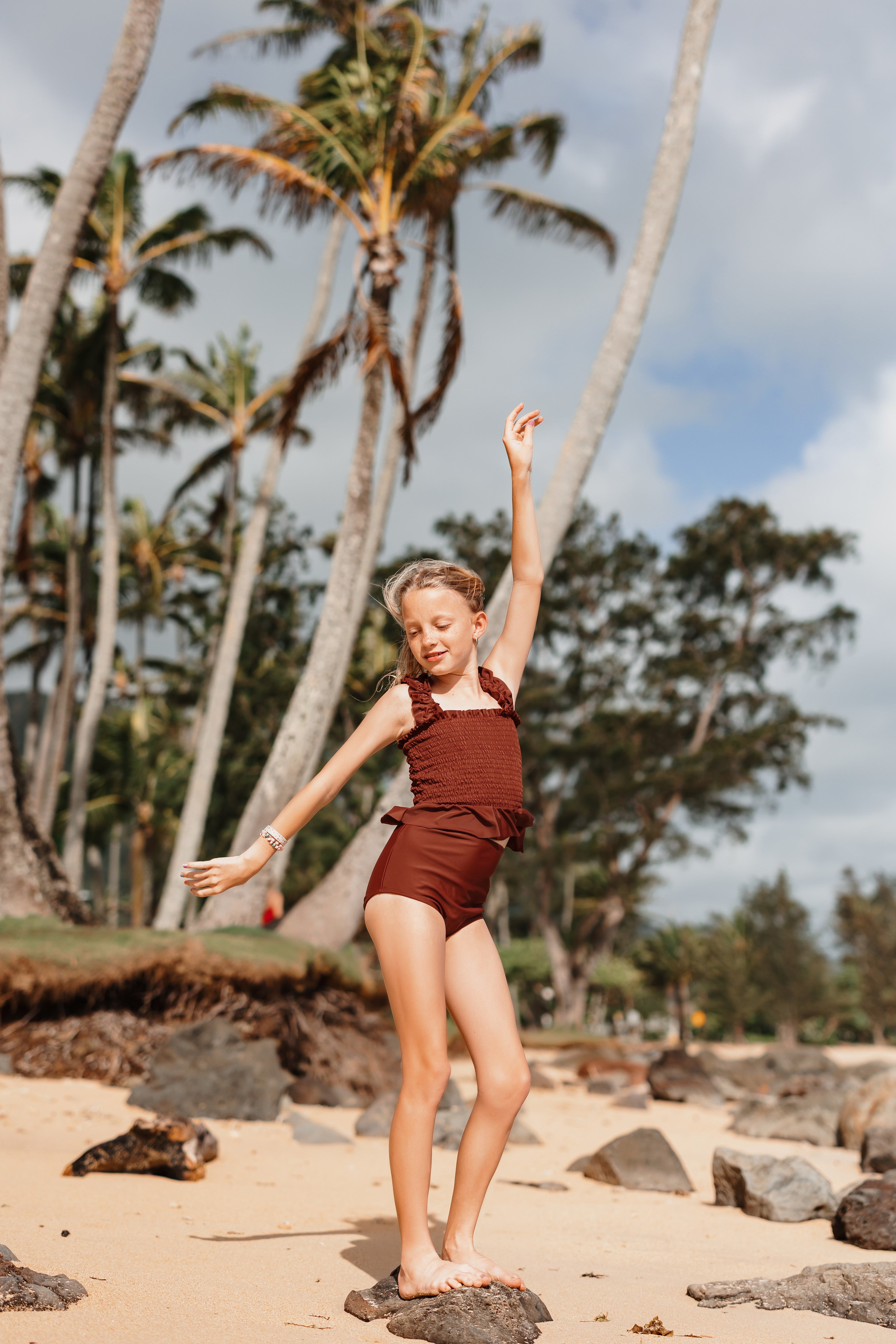 New Tween Coco Brown Smocked Tankini Top for Girls - $56 | Perfect for Beach, Pool & Summer Vacations