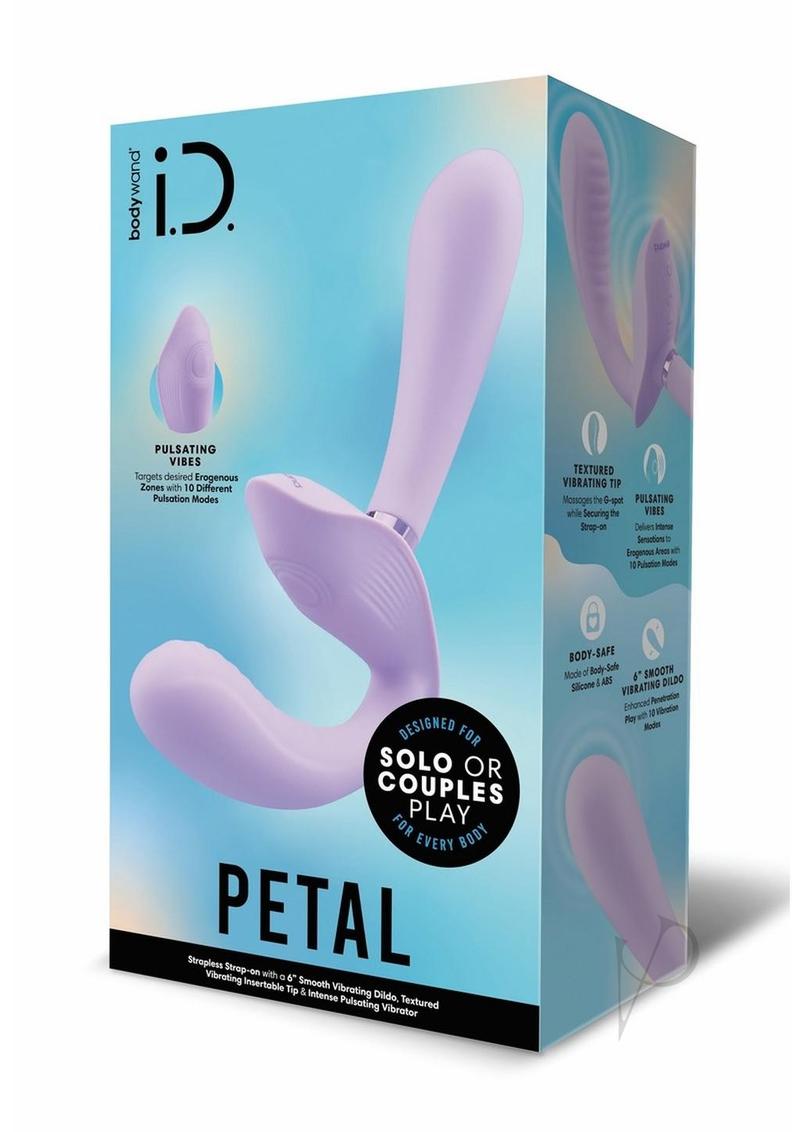 Bodywand I.D. Petal Rechargeable Silicone Strapless Strap-On Harness - Lilac Purple | Hands-Free Vibrating Adult Toy for Couples & Solo Play | Perfect for Lesbian, Queer & Straight Couples Intimacy