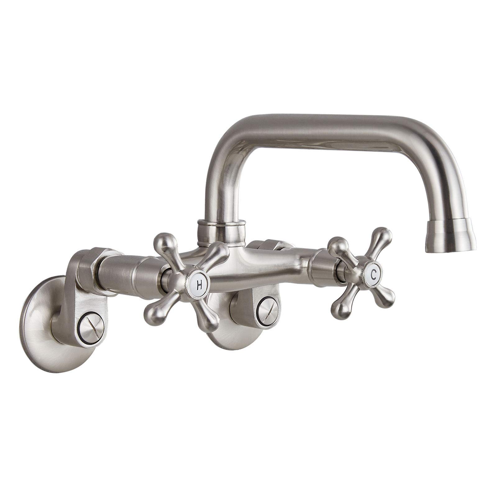 Airuida 8 Inch Brushed Nickel Wall Mounted Kitchen Sink Faucet - Durable & Stylish Tap for Modern Kitchens, Perfect for Compact Spaces and Sleek Design