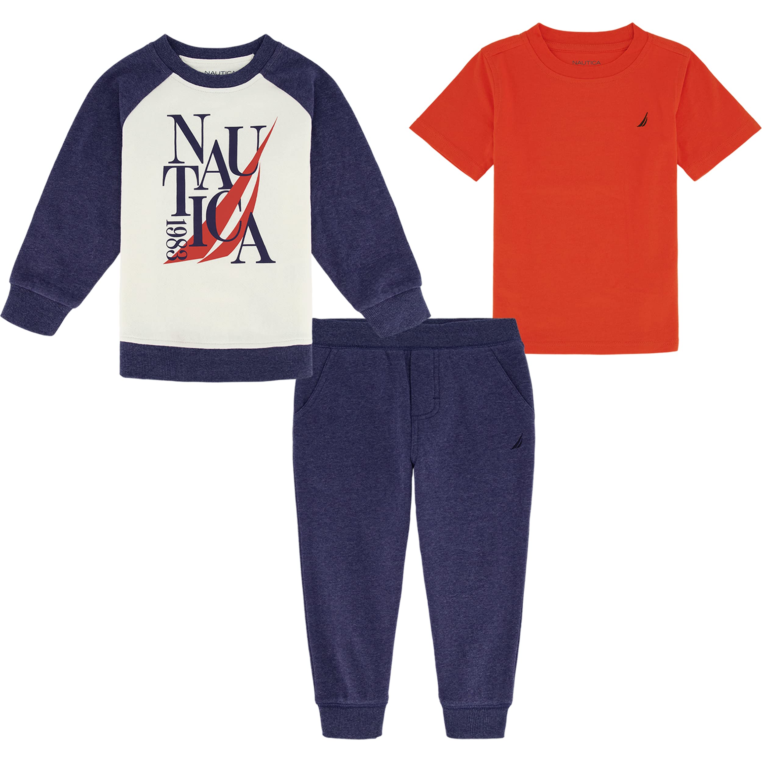 Nautica Baby Boys 3-Piece Crew Jog Set - Soft Cotton Outfit for Toddlers | Perfect for Playtime, Daycare & Family Outings