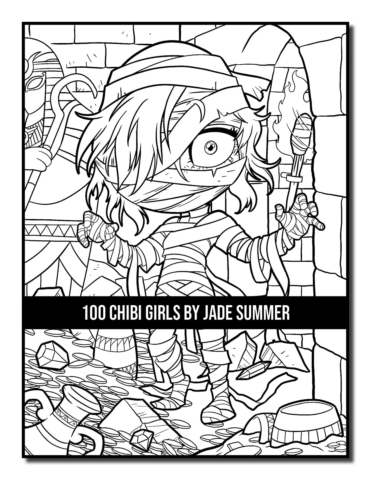 100 Chibi Girls: Cute & Fantasy Adult Coloring Book with Horror & Christmas Themes - Perfect for Stress Relief, Gifts & Creative Relaxation