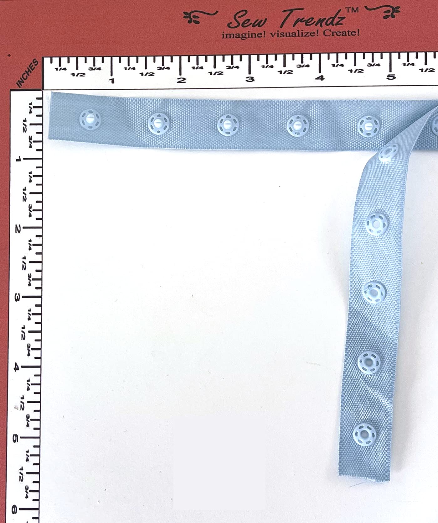 2 Yards Plastic Snap Button Polyester Tape Ribbon - Hook & Eye Fastener for Baby Clothes, Duvet Sewing, Renaissance Costumes & Lingerie (Baby Blue, SP8-2) - Perfect for DIY Crafting, Dance Costume Accessories & Home Drapery Projects