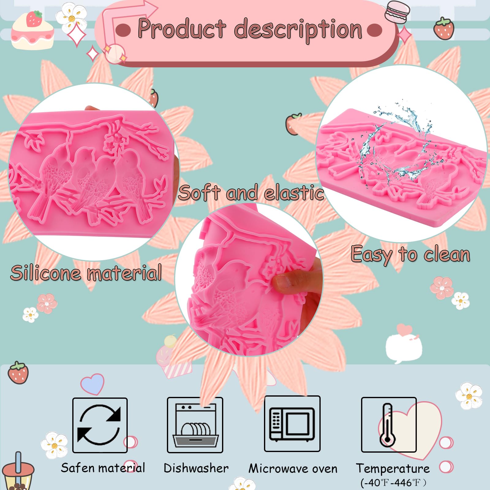 Fun Bird Magpie Fondant Mold | Branch Chocolate Silicone Mold for Wedding Cake Decorations, Cupcake Toppers, Muffins & Cookies | Perfect for Chocolate, Candy, Marzipan, Home Decor, Plaster & Resin Clay | Ideal for Baking, DIY Crafts & Party Decorations