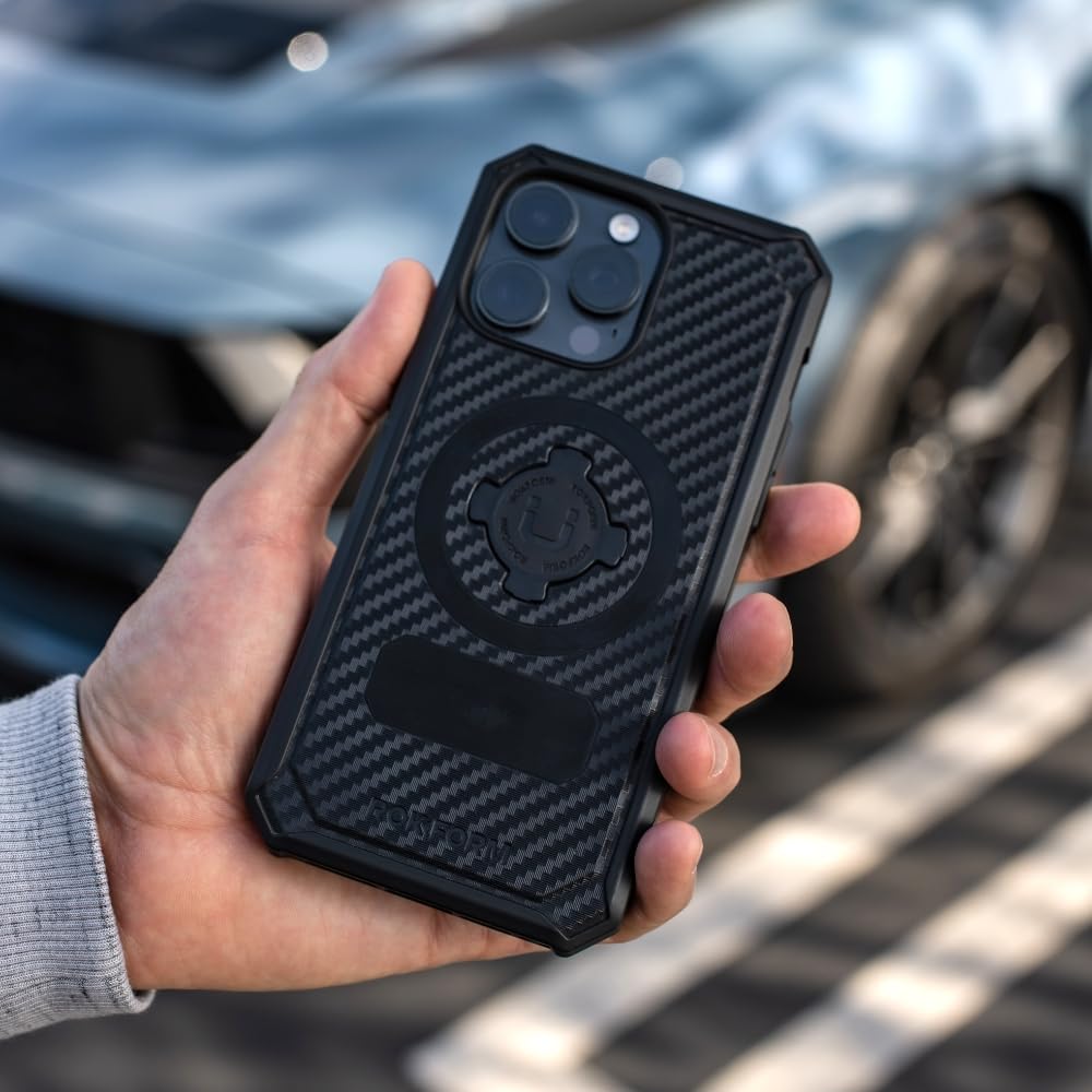 Rokform Rugged Magnetic iPhone 15 Pro Max Case with RokLock Twist Lock - Military-Grade Drop Protection, Wireless Charging Compatible (Black) - Perfect for Outdoor Adventures, Construction Work & Extreme Sports