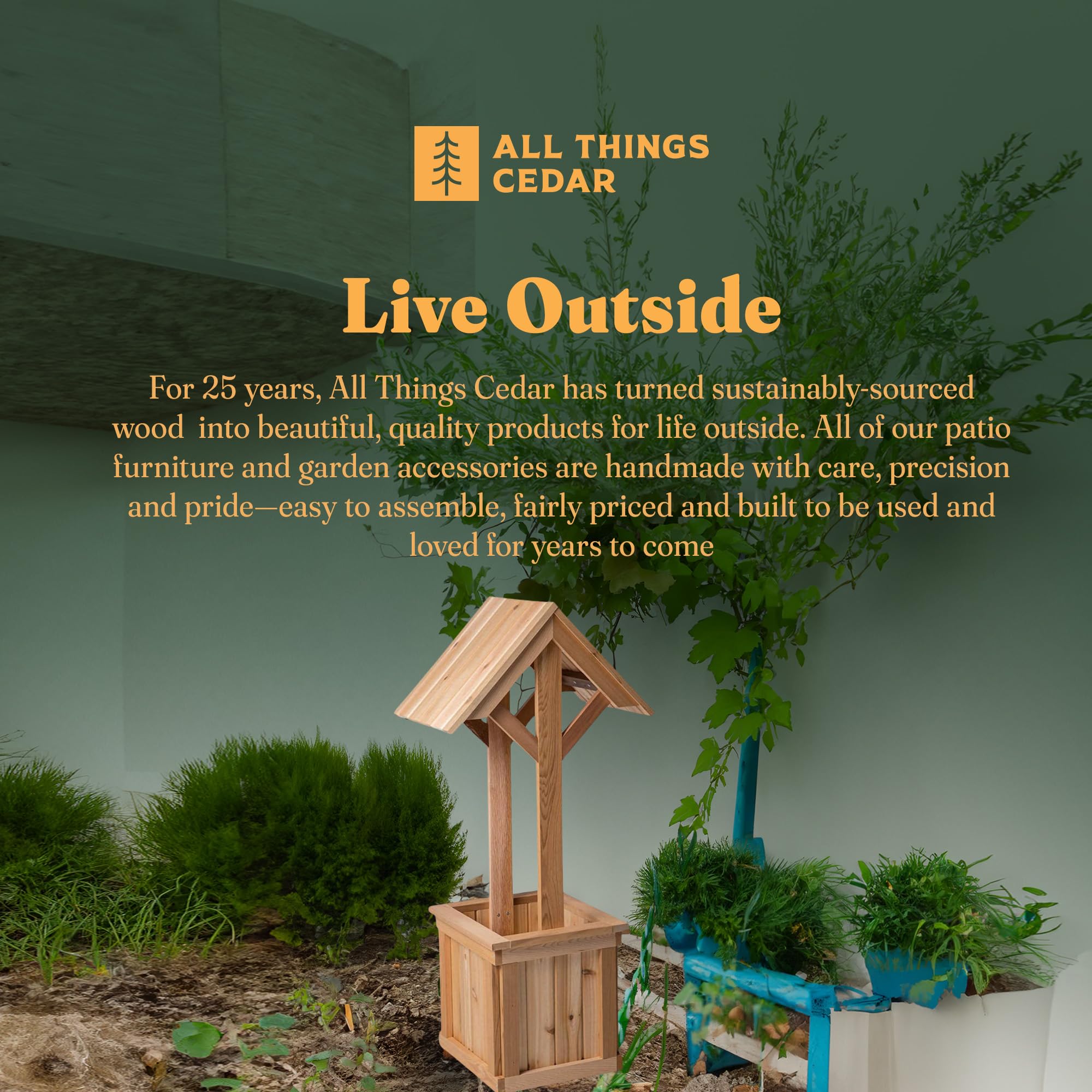 4-Ft Cedar Outdoor Wishing Well Planter Box for Flowers & Plants - Perfect for Garden Decor, Patio Landscaping & Backyard Displays