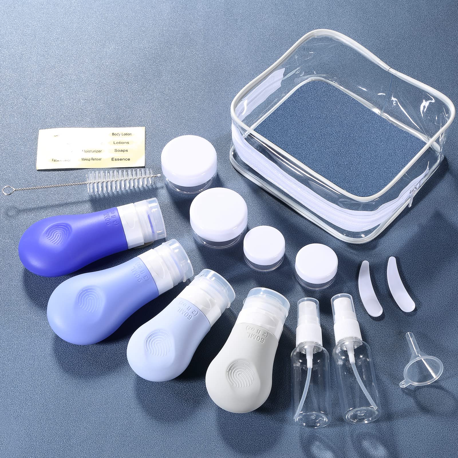 Gemice 16 Pack TSA Approved Silicone Travel Bottles Set - Leak Proof 2oz & 3oz Squeezable Containers for Shampoo, Conditioner, Lotion & Body Wash - Perfect for Air Travel, Gym, Camping & Vacation Toiletries