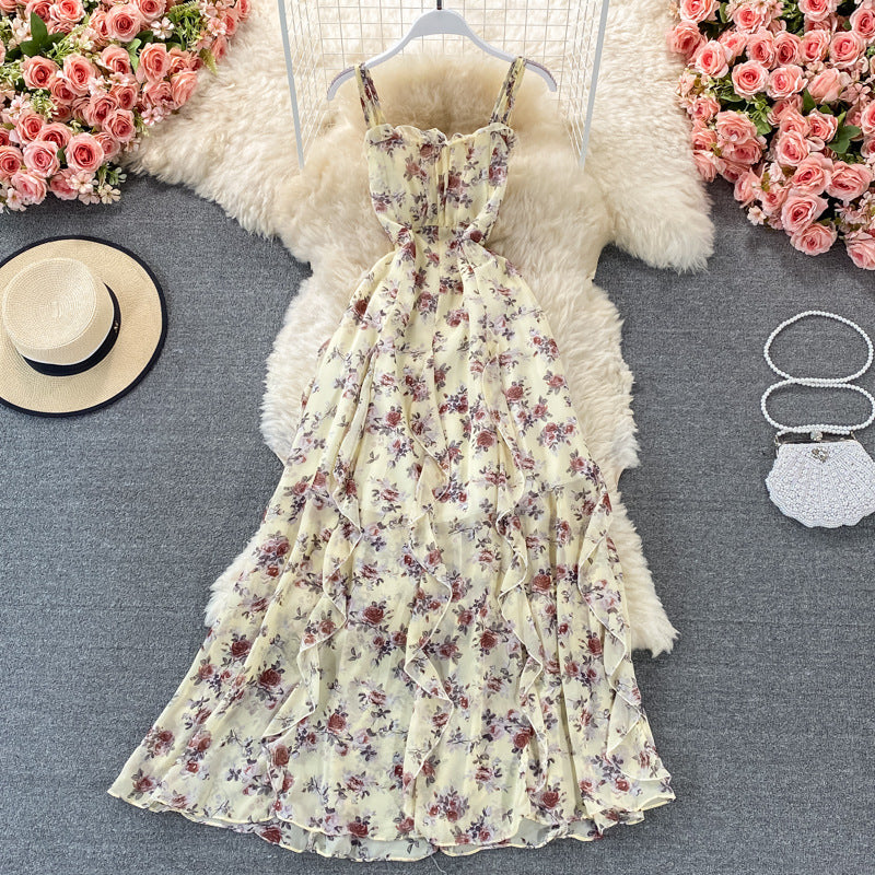 Floral Print Suspenders Maxi Dress for Women - Elegant Summer Long Skirt with Adjustable Straps | Perfect for Beach Vacations, Garden Parties & Casual Outings