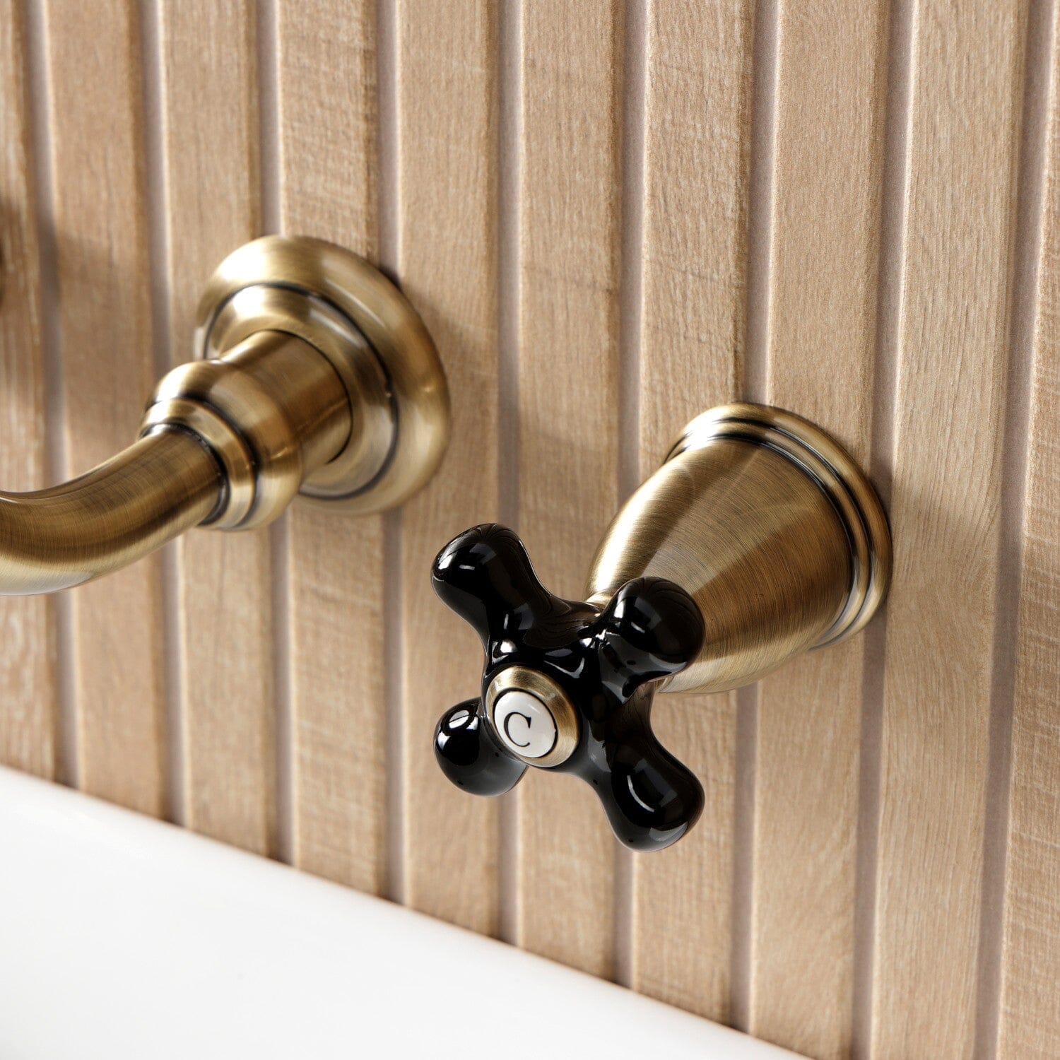 Duchess Double Handle 3 Hole Wall Mount Bathroom Faucet - Brushed Nickel Bathroom Sink Faucet for Vanity, Powder Room & Guest Bath Installation
