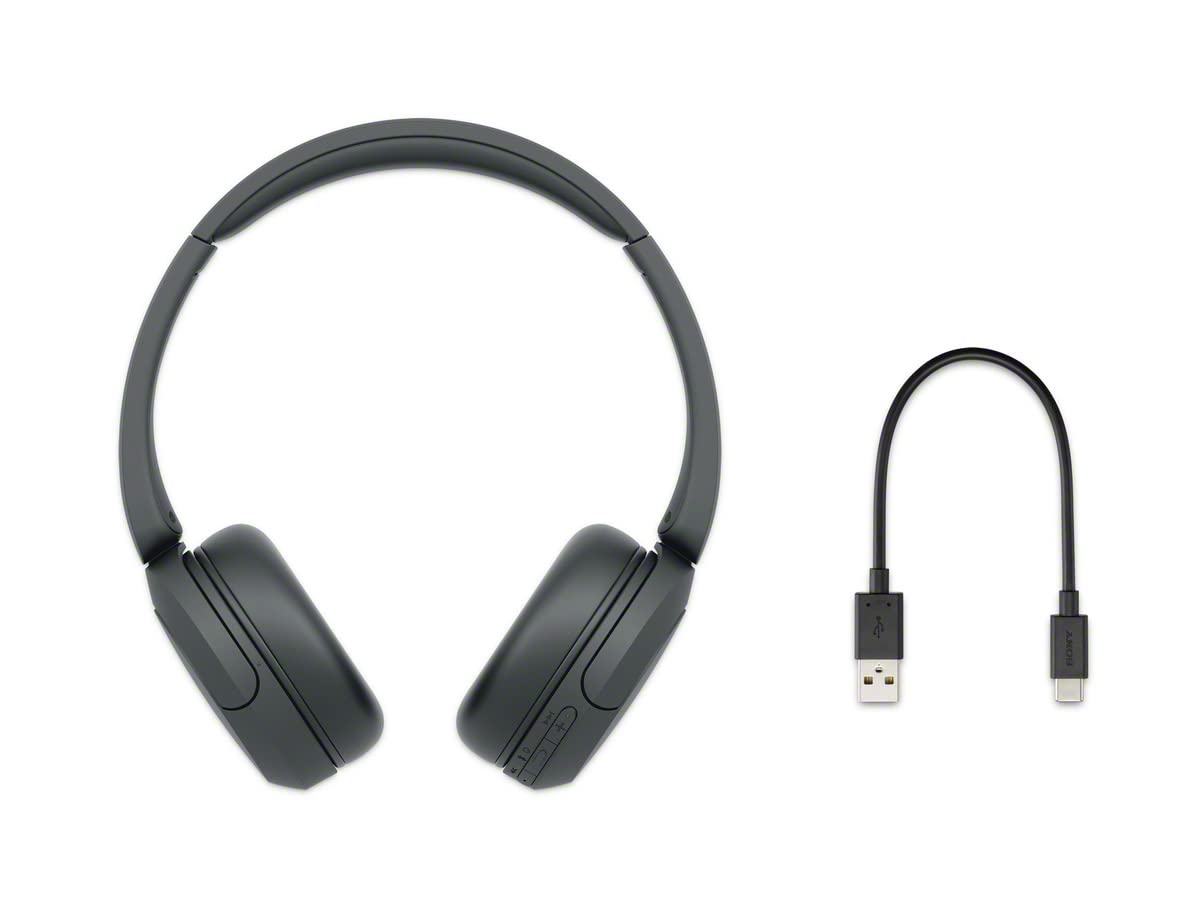 Sony WH-CH520 Wireless Bluetooth On-Ear Headphones with Built-in Mic - Black (Renewed) | Noise Cancelling for Commuting, Work & Gaming