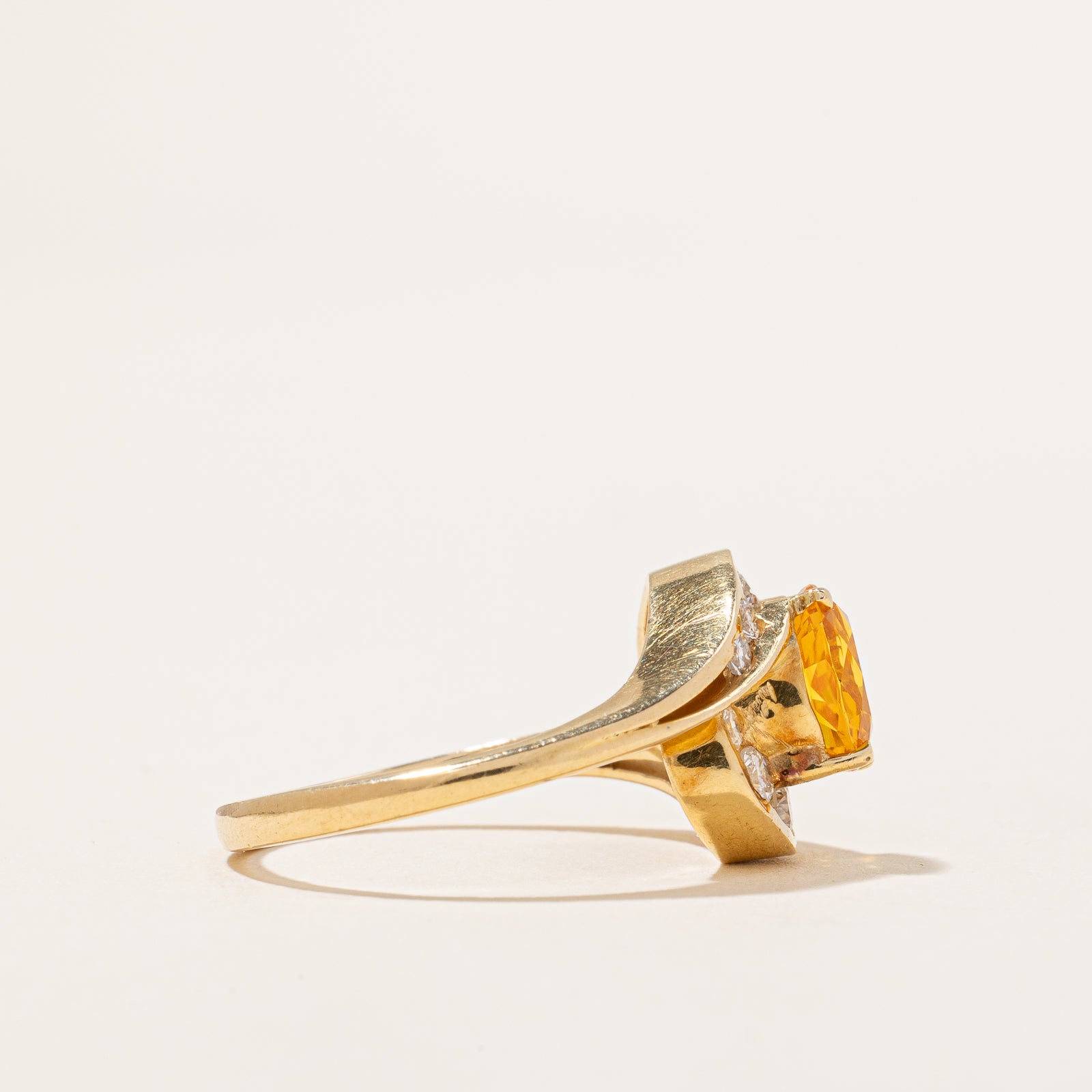 1.05ct Yellow Sapphire & 0.31ctw Diamond Bypass Ring - Size 6.5 | Elegant Engagement, Anniversary & Wedding Jewelry Gift for Women