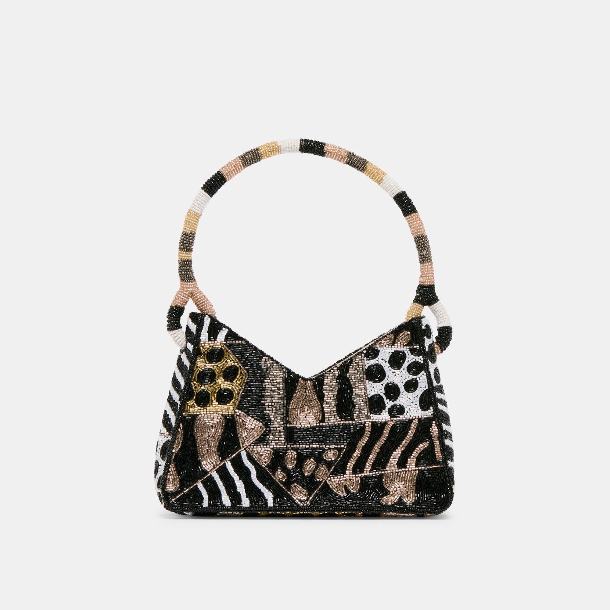 Amelia Beaded Shoulder Bag - Dark Multi Color Crossbody Purse for Women, Perfect for Work, Travel, and Evening Events