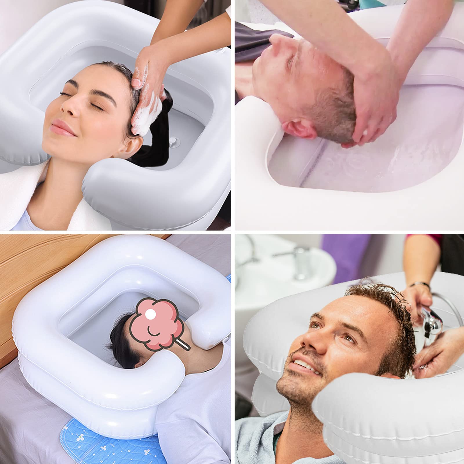 Portable Inflatable Hair Washing Basin with Drain - Ideal for Pregnant Women, Disabled, and Injured - Perfect for Bedside Use, Travel, and Home Care