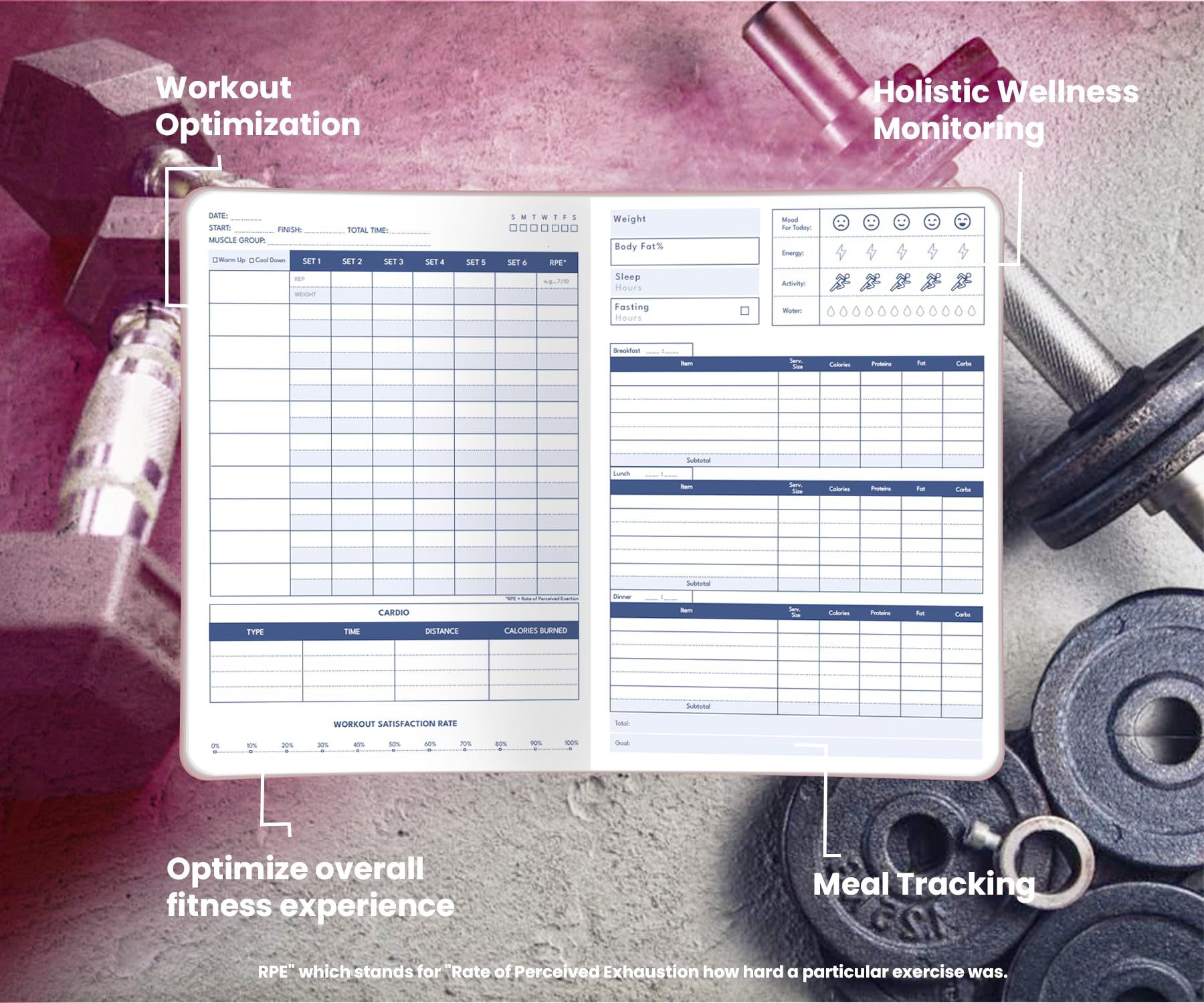 Premium Fitness Planner - Workout Journal for Men & Women, Gym Goals Tracker for Home & Gym Use