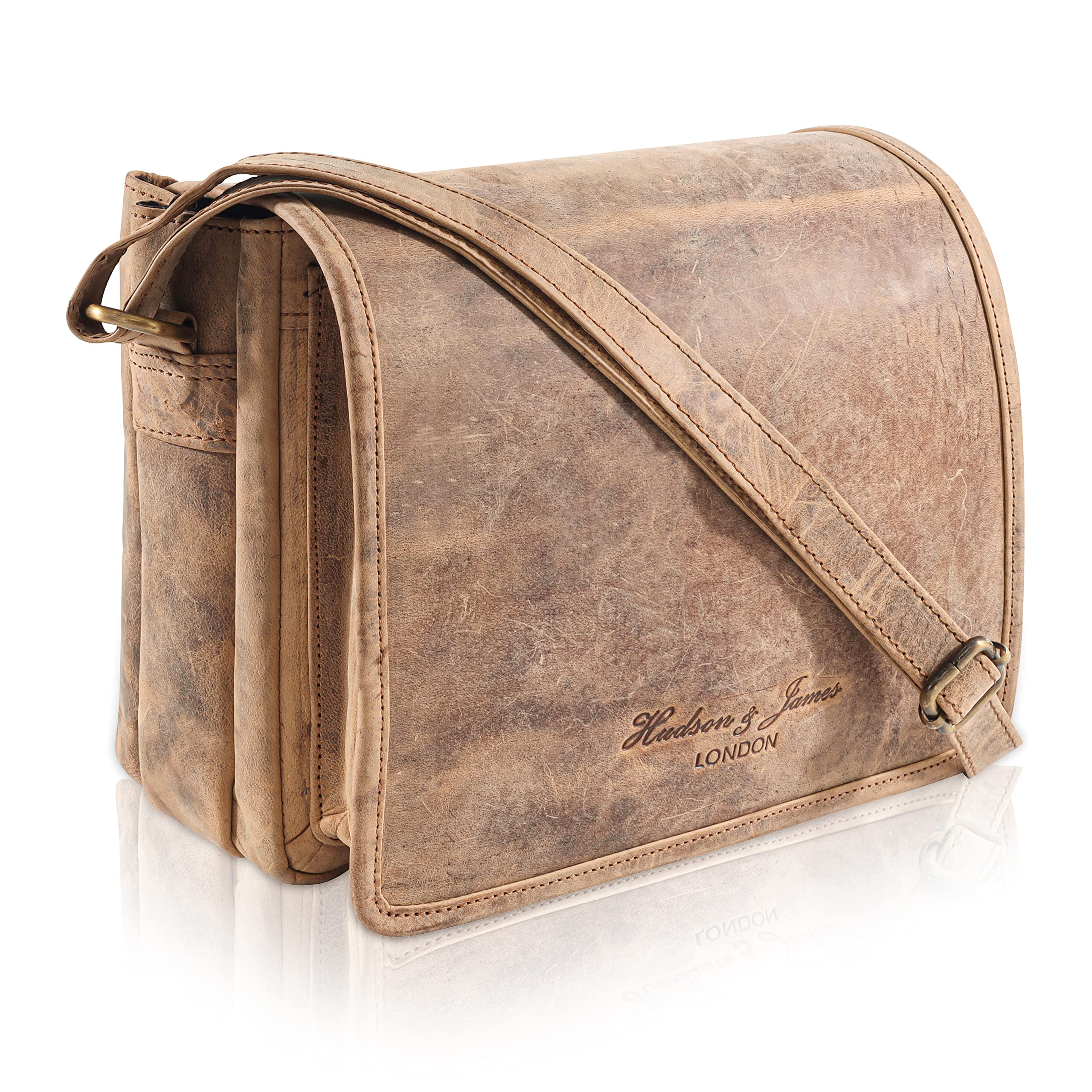 Genuine Leather Crossbody Bag for Women & Men - Handmade Unisex Shoulder Bag with Adjustable Strap - Perfect for Travel, Work & Everyday Use
