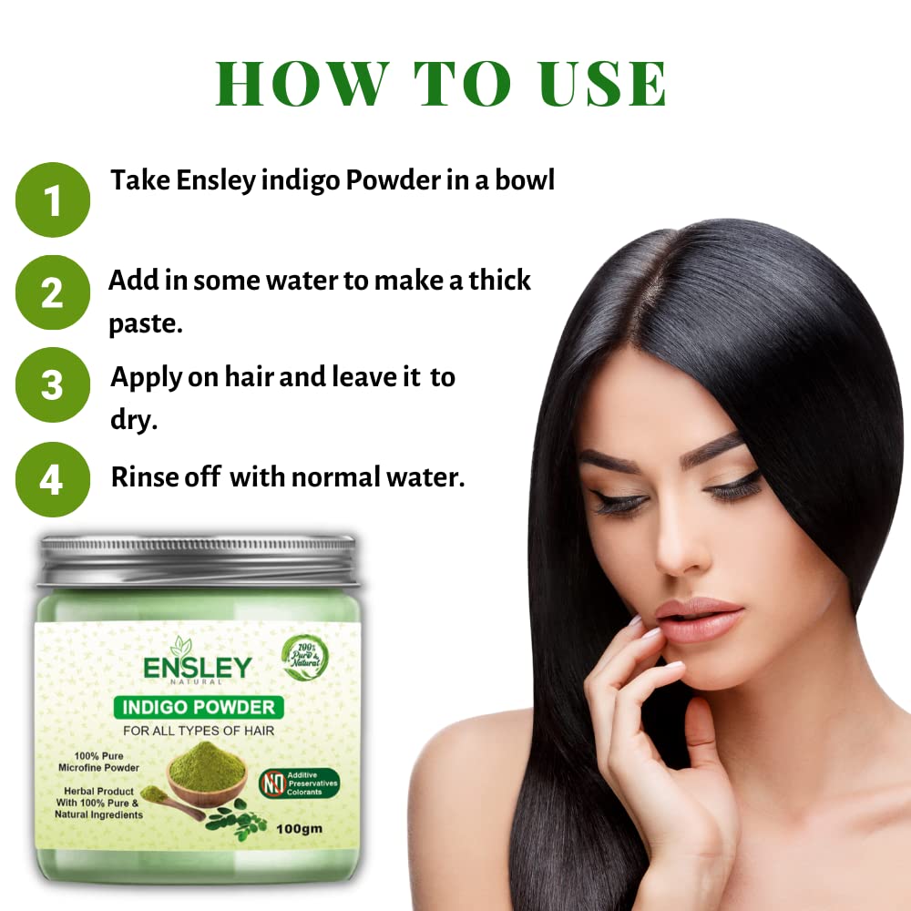Ensley Pure Indigo Powder for Natural Hair & Fabric Dye (200g, Pack of 2) - DIY Organic Blue Coloring for Henna, Tie-Dye, and Textile Arts