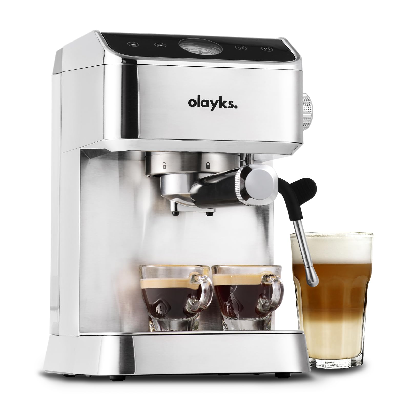 20 Bar Espresso Machine with Milk Frother - Stainless Steel Coffee Maker, 1400W, 1.8L Removable Water Tank - Perfect for Home Baristas to Make Latte, Cappuccino & Macchiato - Ideal for Kitchen, Office & Coffee Shops