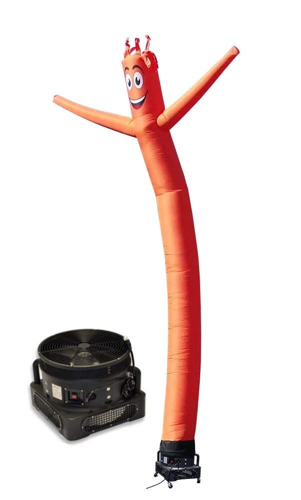 20ft Inflatable Tube Man Air Powered Waving Dancer - Orange Advertising Puppet with 1HP 2-Speed Blower | Eye-Catching Store Promotion, Car Dealership Decoration, Grand Opening Event, Sports Game Cheering