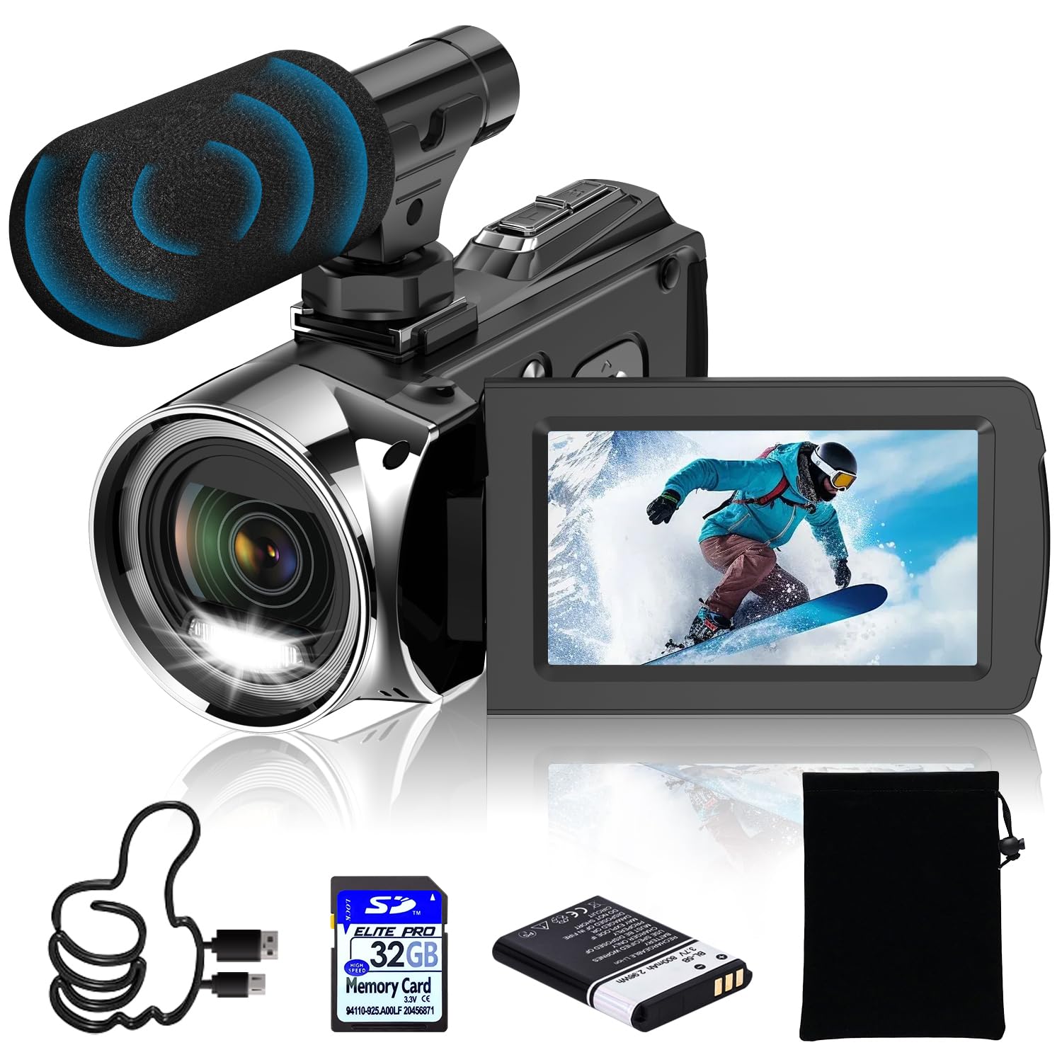 4K HD 48MP Digital Video Camera Camcorder with 3