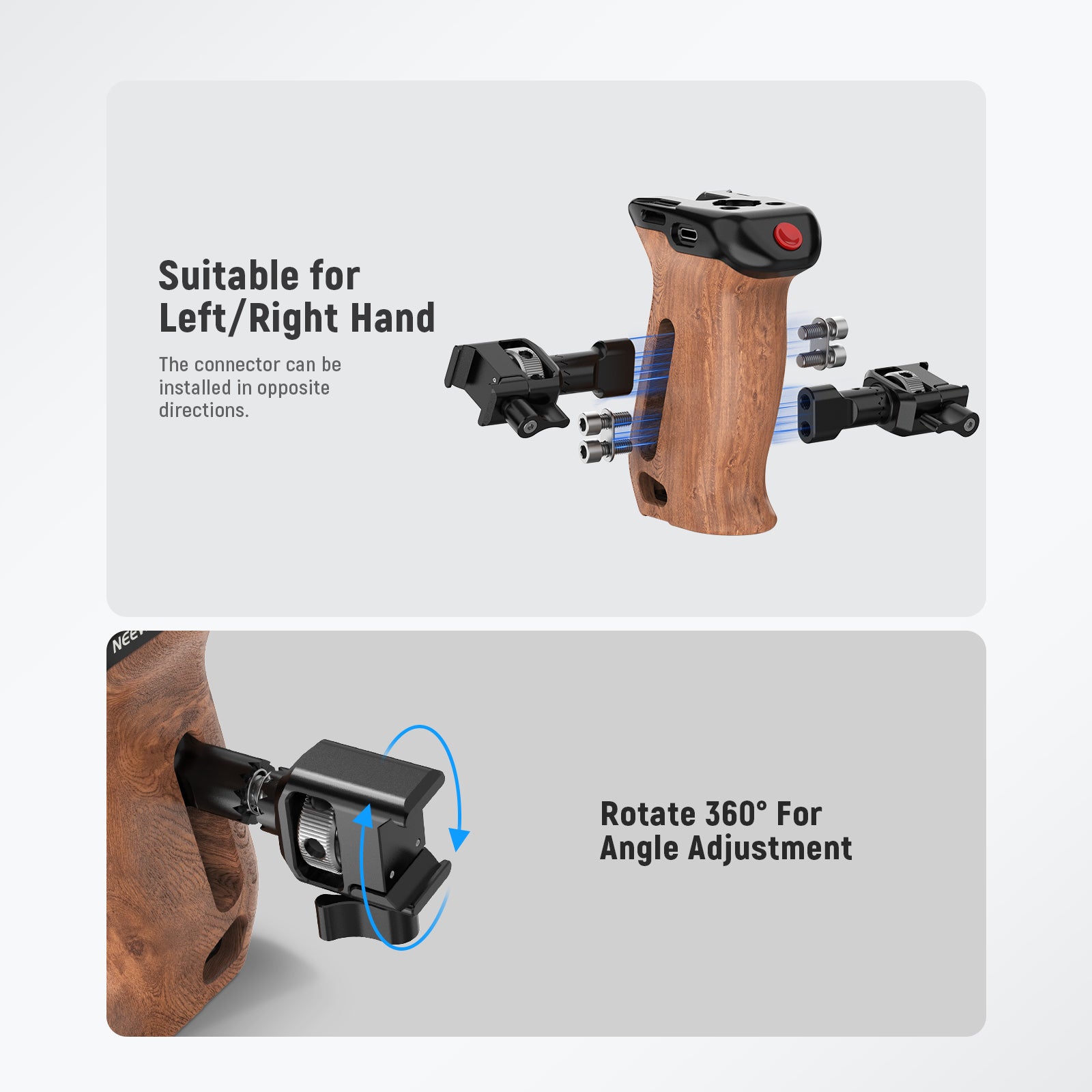 NEEWER CA123 Wooden Side Handle with Record Start/Stop Remote Trigger for DSLR Camera - Perfect for Vlogging, Filmmaking & Photography Accessories