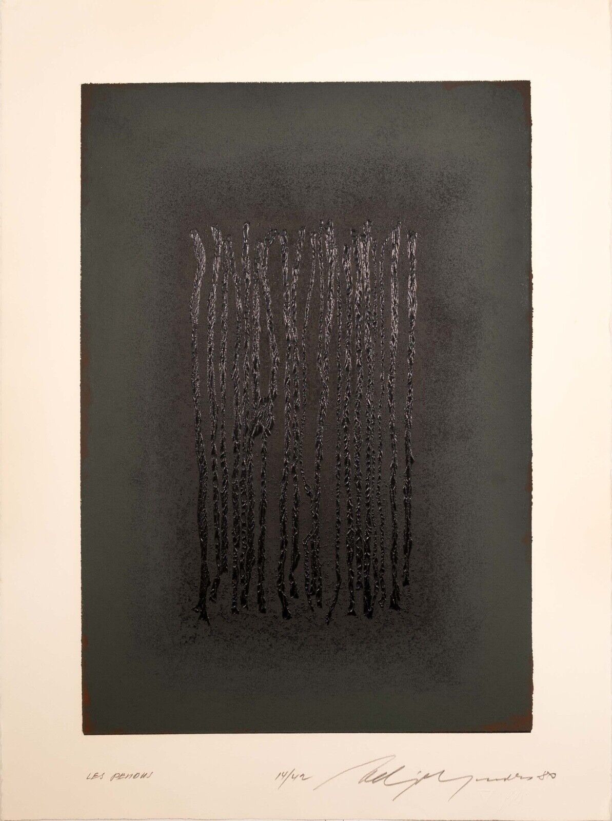 Adja Yunkers 'Le Pendus' Signed Limited Edition Modern Abstract Etching on Paper 14/42 - UF 1980 - Perfect for Art Collectors & Modern Home Decor
