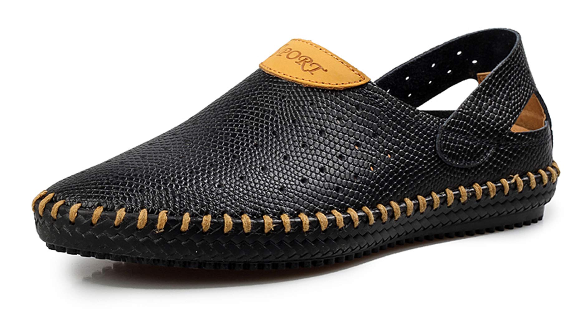 Honeystore Men's Leather Roman Sandals - Breathable Hollow Design Athletic Water Shoes for Beach, Hiking & Outdoor Activities | Comfortable Summer Footwear for Walking, Travel & Casual Wear