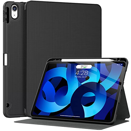 iPad Air 5 Case & iPad Air 4 Case with Pencil Holder - Slim Lightweight Soft TPU Back Cover for Protection | Perfect for Work, School & Travel