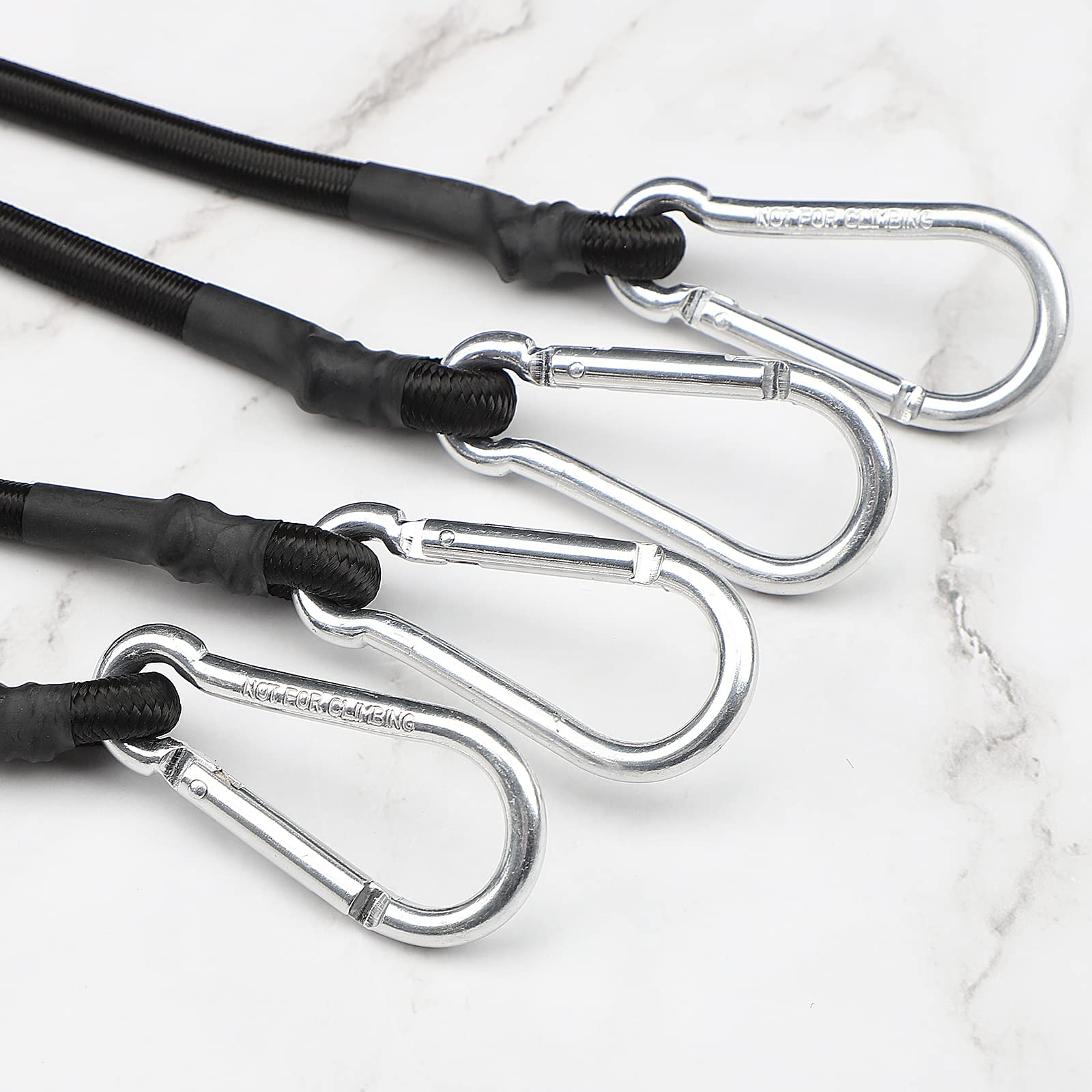 18 Inch Heavy Duty Black Bungee Cords with Carabiner Hooks - 2 Pack Elastic Straps for Camping, Truck Tie Downs, Cargo Securing & Outdoor Gear