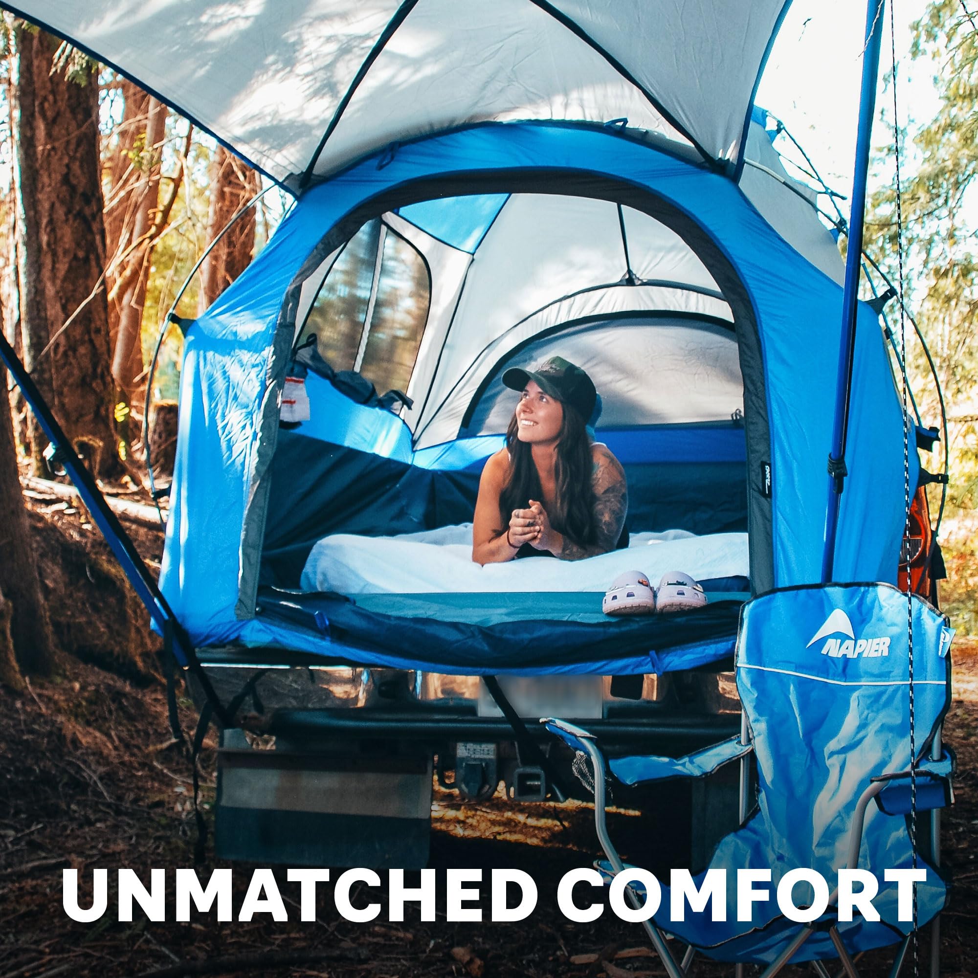 Napier Sportz Truck Bed Camping Tent - Waterproof 2-Person Pickup Truck Tent - Quick 15-Minute Setup - Compact Storage Bag - Durable Outdoor Shelter for Camping & Overlanding - Perfect for Road Trips, Tailgating & Off-Grid Adventures