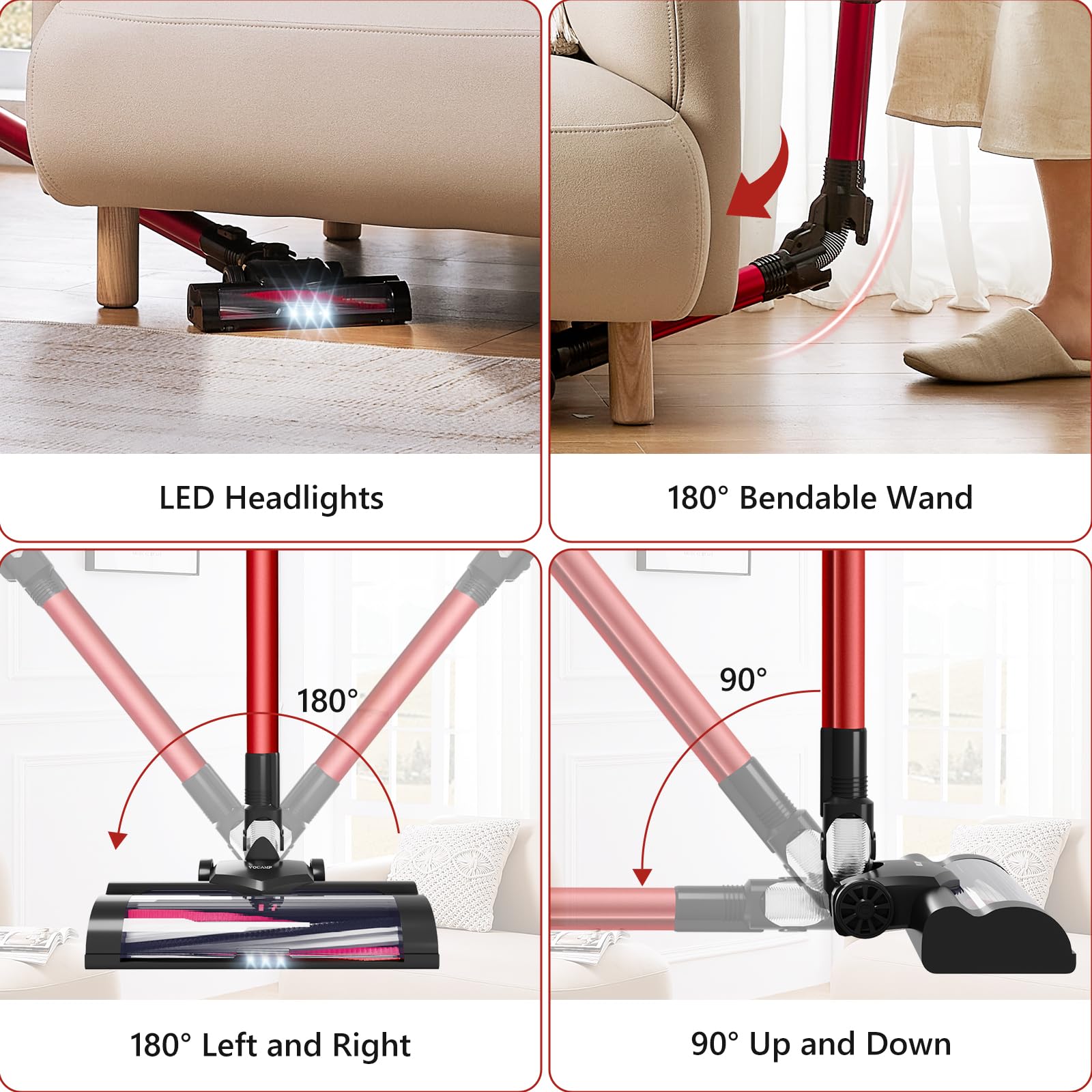 Powerful Cordless Stick Vacuum Cleaner with 2000mAh Battery - 40Min Runtime, 4-in-1 Lightweight Handheld Vacuum for Hardwood Floors, Carpets & Pet Hair - Perfect for Home Cleaning, Quick Pickup & Pet Owners