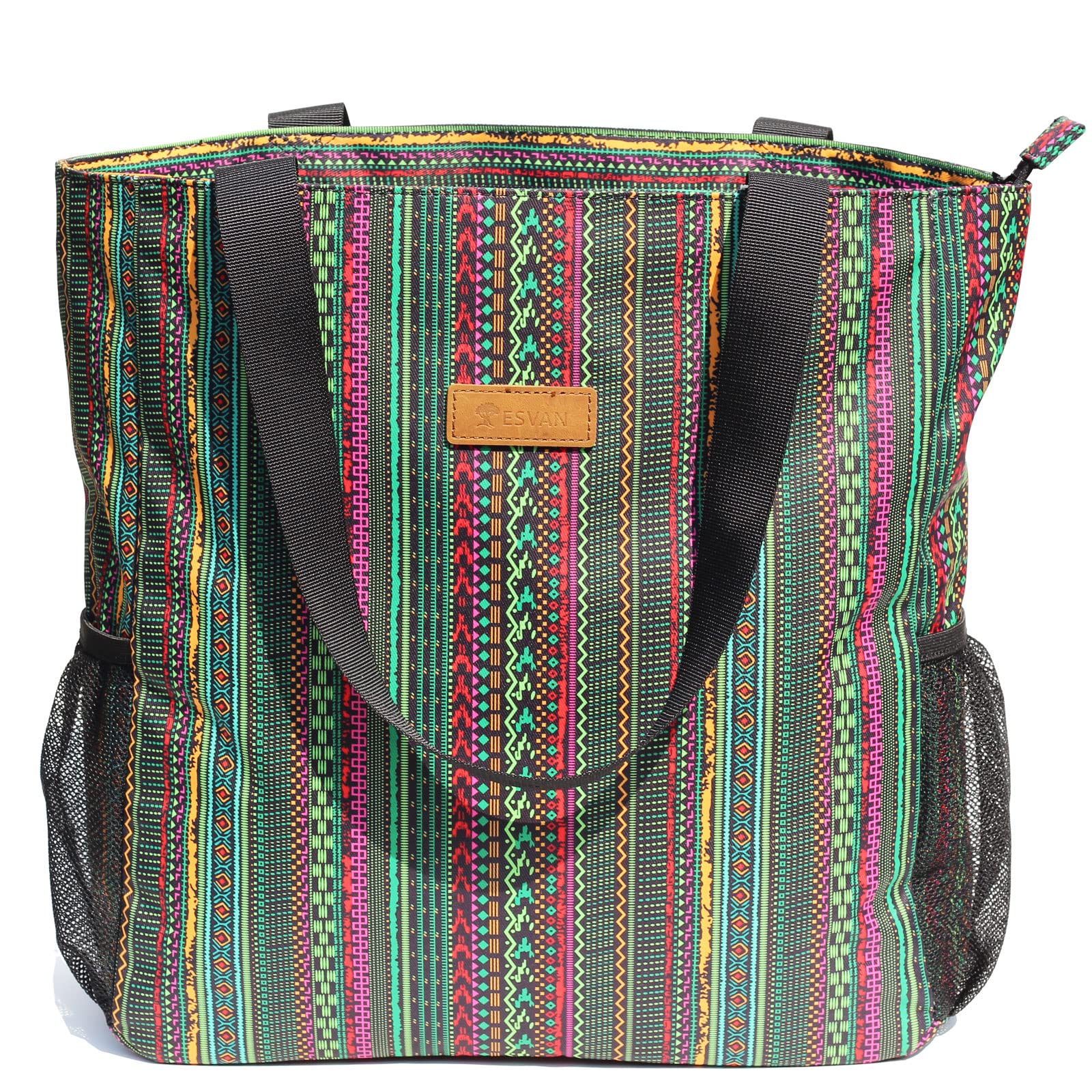 ESVAN Waterproof Large Floral Tote Bag - Durable Gym Beach Travel Shoulder Bag for Women, Spacious Everyday Carryall | Perfect for Work, Shopping & Vacation Essentials