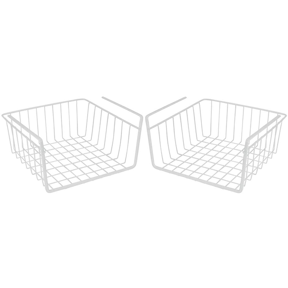 Cabinet Wire Hanging Basket Shelves - Space Saving Under Shelf Storage Organizer (Set of 2, 10.25