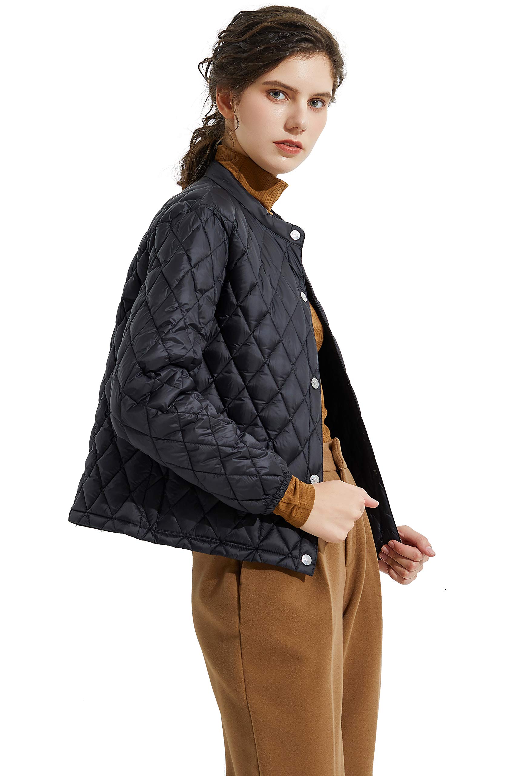 Orolay Women's Lightweight Cropped Puffer Jacket - Packable Stand Collar Down Coat for Winter, Travel & Outdoor Activities | Warm Quilted Fashion Jacket for Casual Wear, Hiking & City Exploration