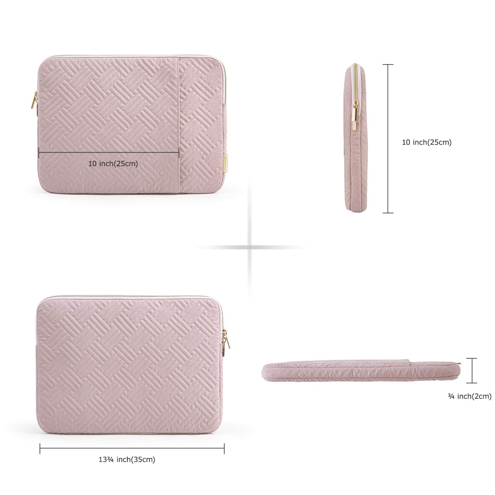 BAGSMART 13-14 Inch Laptop Sleeve for MacBook Air & Pro - Water Repellent Protective Case with Pocket (Pink) - Perfect for Work, Travel & School