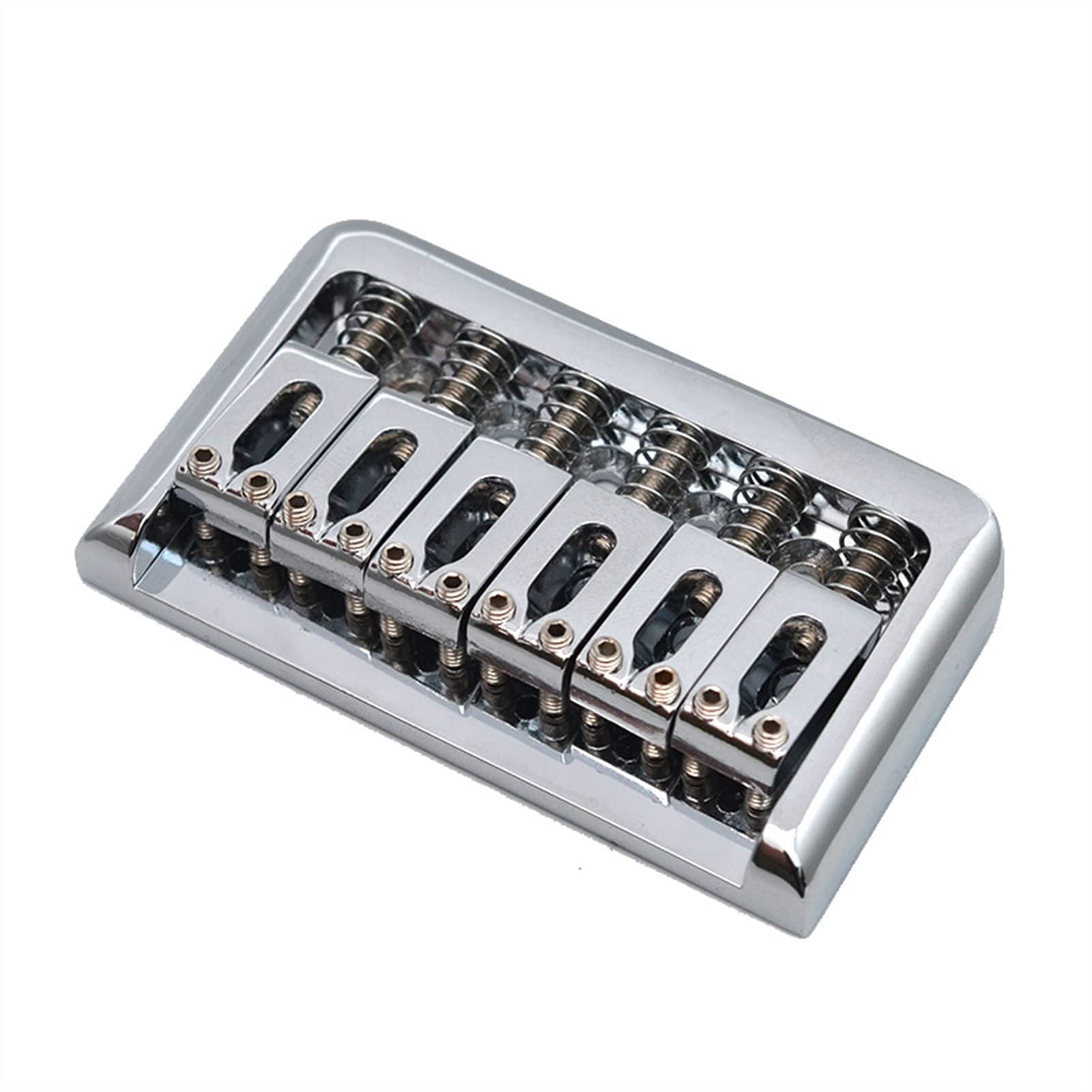 High-Quality 6-String Electric Guitar Bridge - String Through Body, Fixed Hard Tail (76.5x44.5mm) - Silver Finish | Perfect for Guitar Upgrades & DIY Repairs