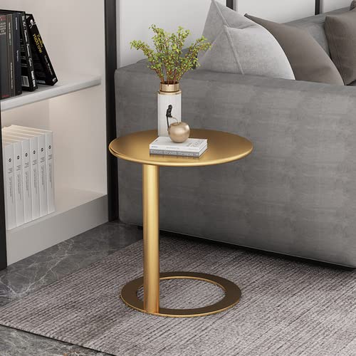Nordic Modern C-Shaped Metal Side Table - Golden End Table for Living Room, Bedroom, Office | Small Round Coffee Table & Tea Table with Minimalist Design | Perfect for Small Spaces, Narrow Corners & Stylish Home Decor