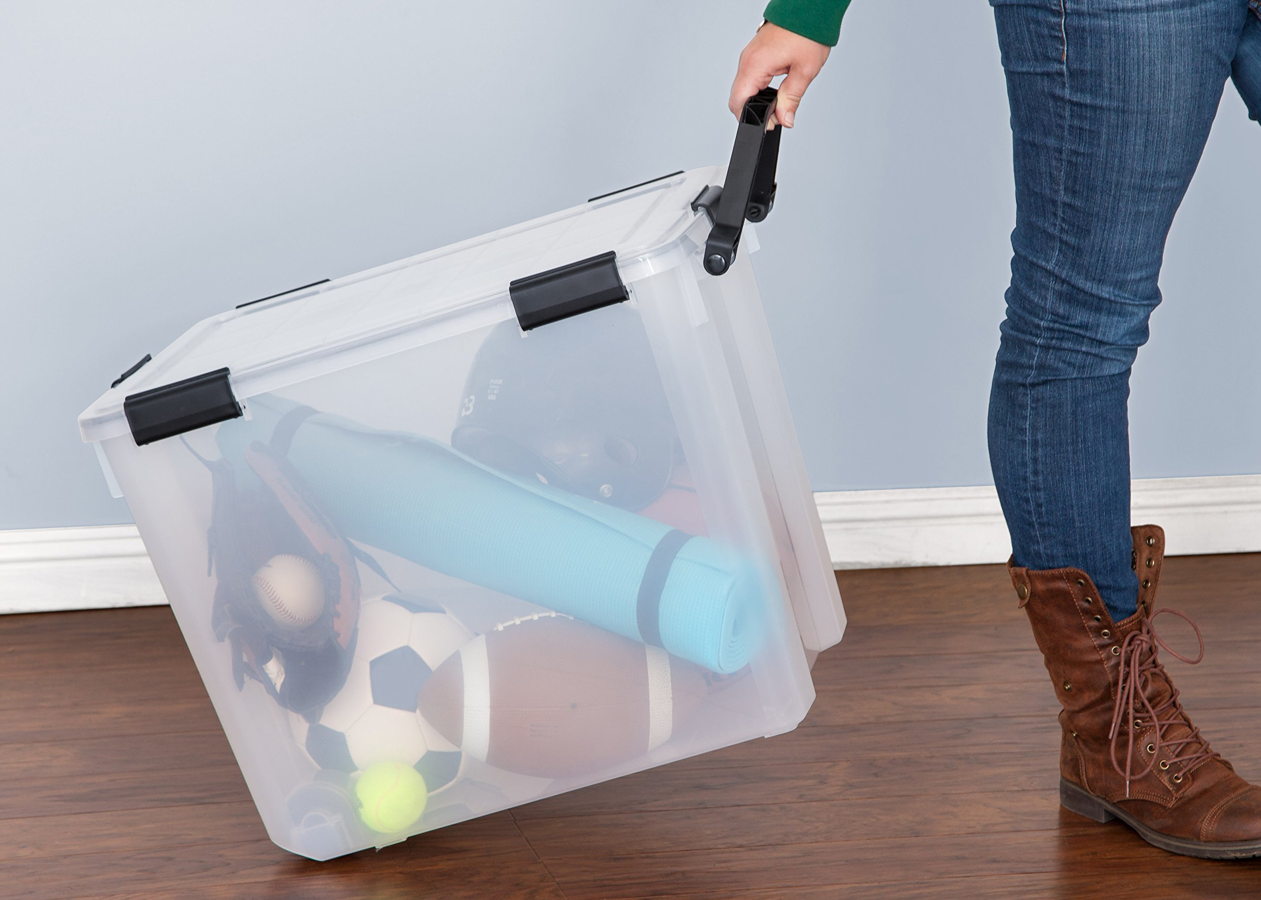 IRIS USA 103 Quart WEATHERPRO Clear Plastic Storage Box - Durable Lid, Airtight Seal & Secure Black Latches - 1 Pack - Perfect for Home Organization, Camping Gear Storage & Emergency Supplies
