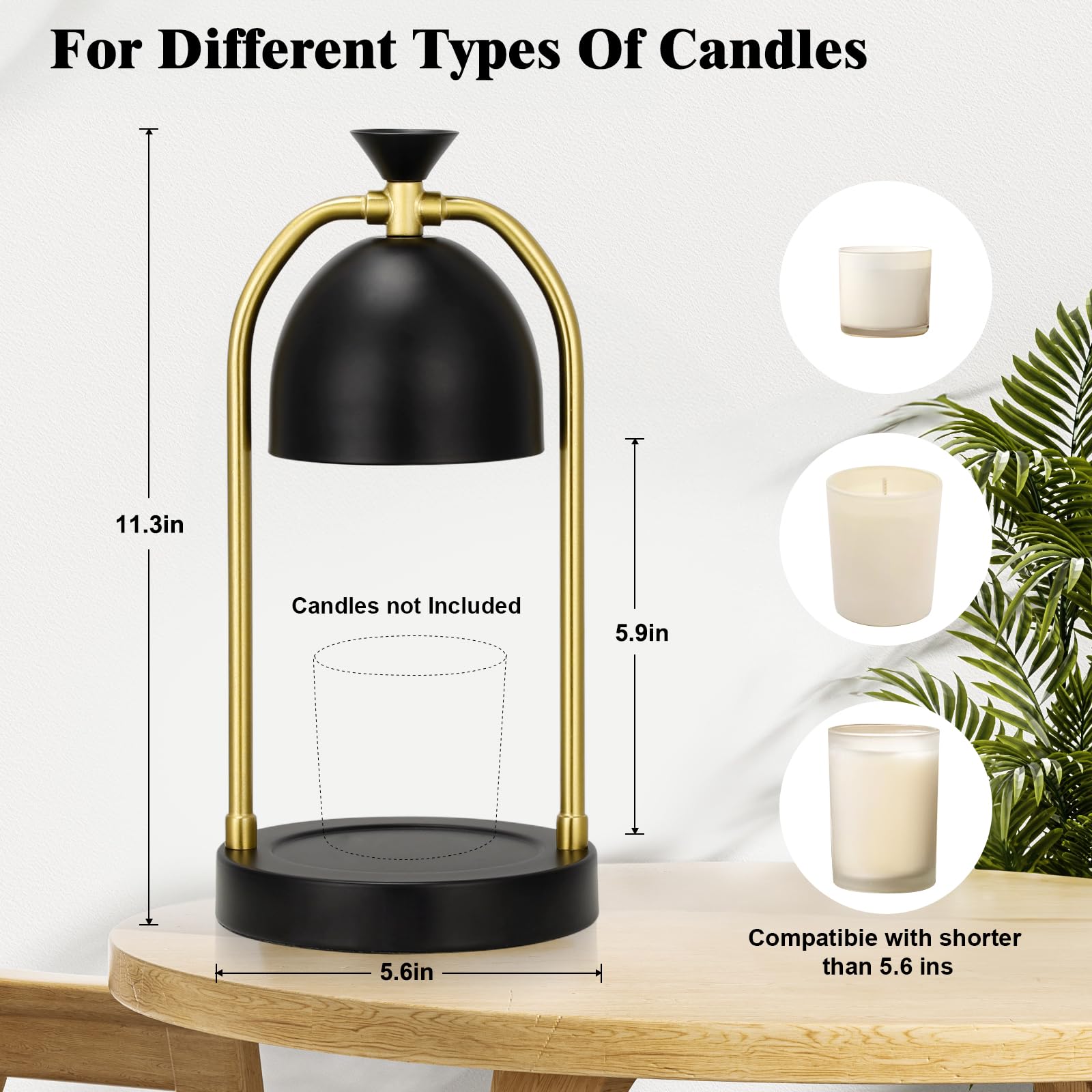 Black Candle Warmer Lamp with Timer & Dimmer - Aromatherapy Wax Melt Warmer for Jar Candles, 2 Bulbs Included | Perfect Housewarming Gift, New Home Present, Birthday Gift for Women & Men | Ideal for Bedroom, Living Room, Bathroom Relaxation and Romantic Ambiance