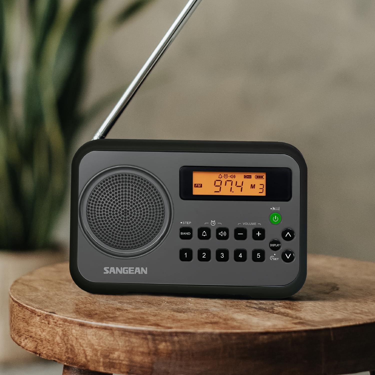 Sangean PR-D18BK AM/FM Portable Radio with Protective Bumper - Compact & Durable Gray/Black Design for Outdoor, Emergency, and Home Use