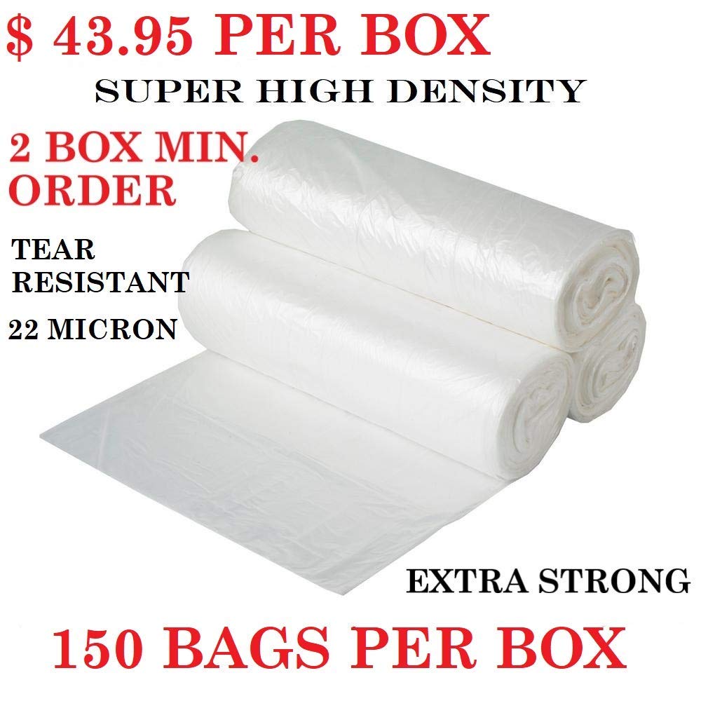 2 Boxes - 55-60 Gallon Heavy Duty Clear Trash Bags (300 Count Total) - Super High Density, Extra Thick Liners for Commercial & Home Use - Perfect for Large Kitchen, Office, and Outdoor Waste Disposal