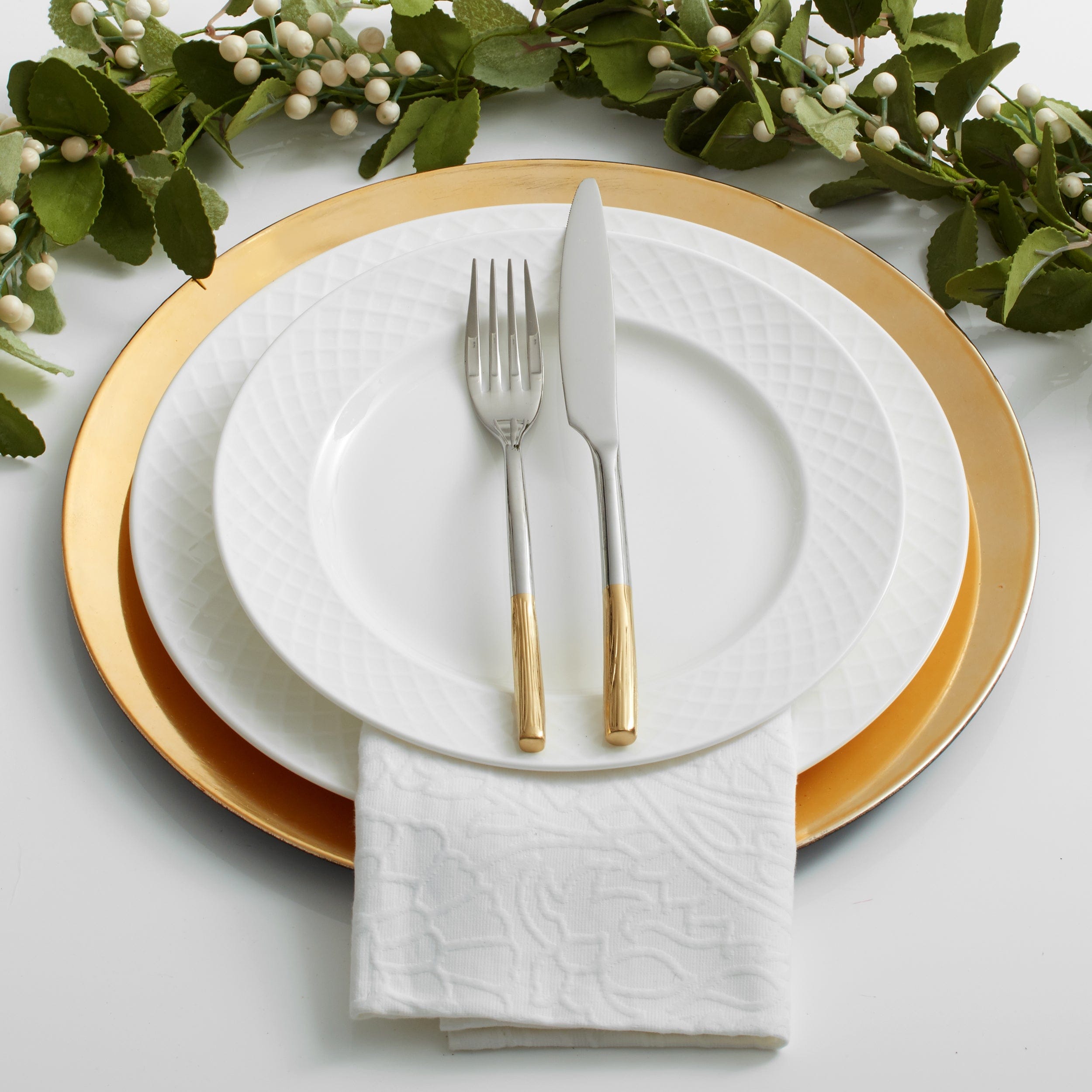 Premium Trellis White Porcelain Dinner Plates - Set of 4 - Elegant Dinnerware for Formal Dining, Wedding Registry & Home Decor