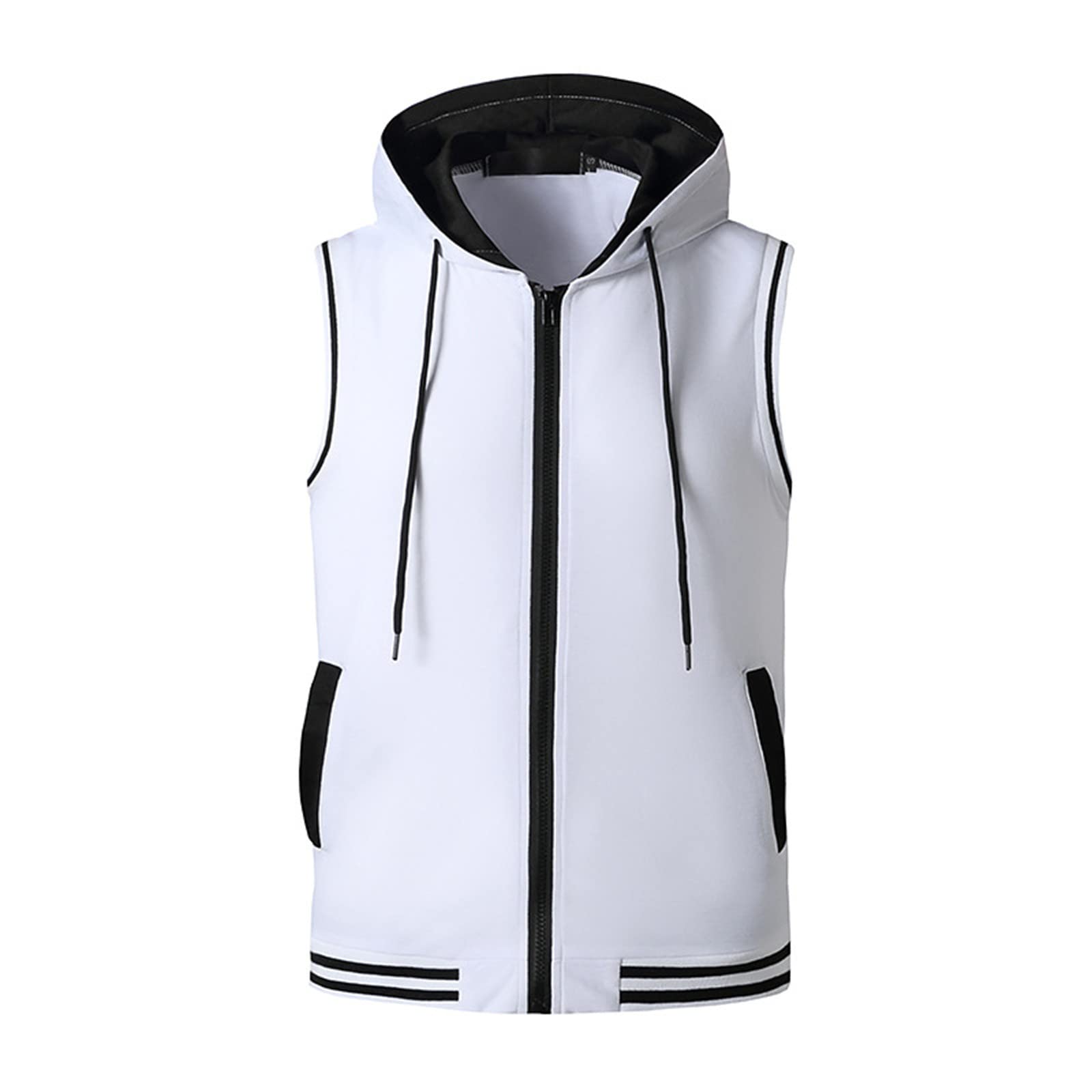 Men's Casual Sleeveless Zipper Hoodie Vest - Solid Color & Striped Summer Shirt for Sports & Outdoor Activities | Lightweight Breathable Top for Gym, Running, Hiking and Streetwear Fashion