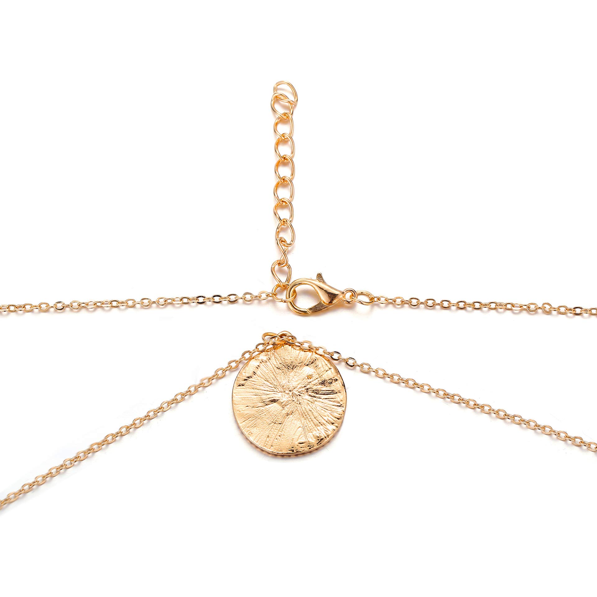 Gold Alloy Rose Flower Lava Rock Pendant Necklace for Women - Elegant Round Disc Coin Jewelry with Natural Stone - Perfect for Date Night, Wedding & Everyday Wear