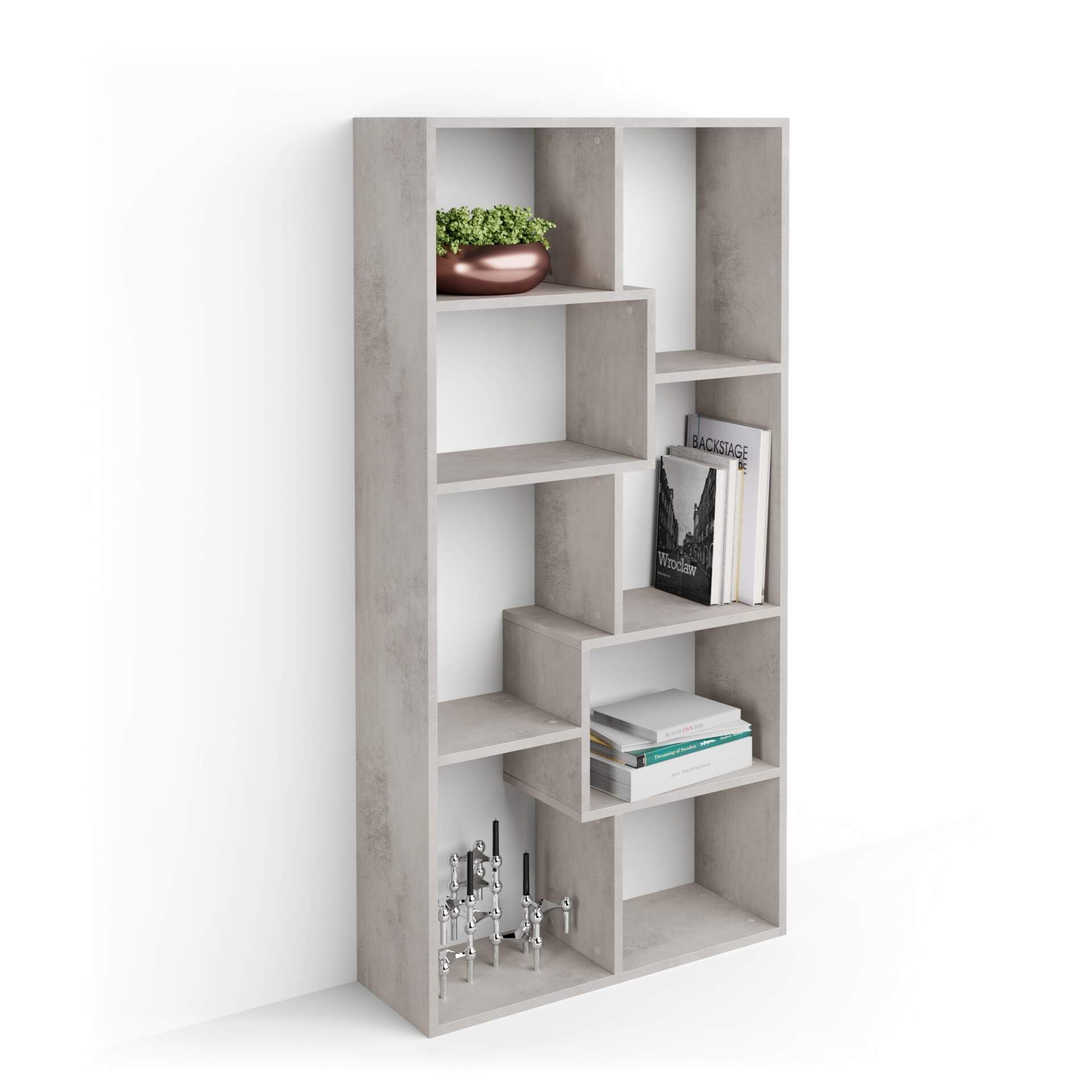 Modern Concrete Effect Grey Bookcase XS Iacopo - 63.31