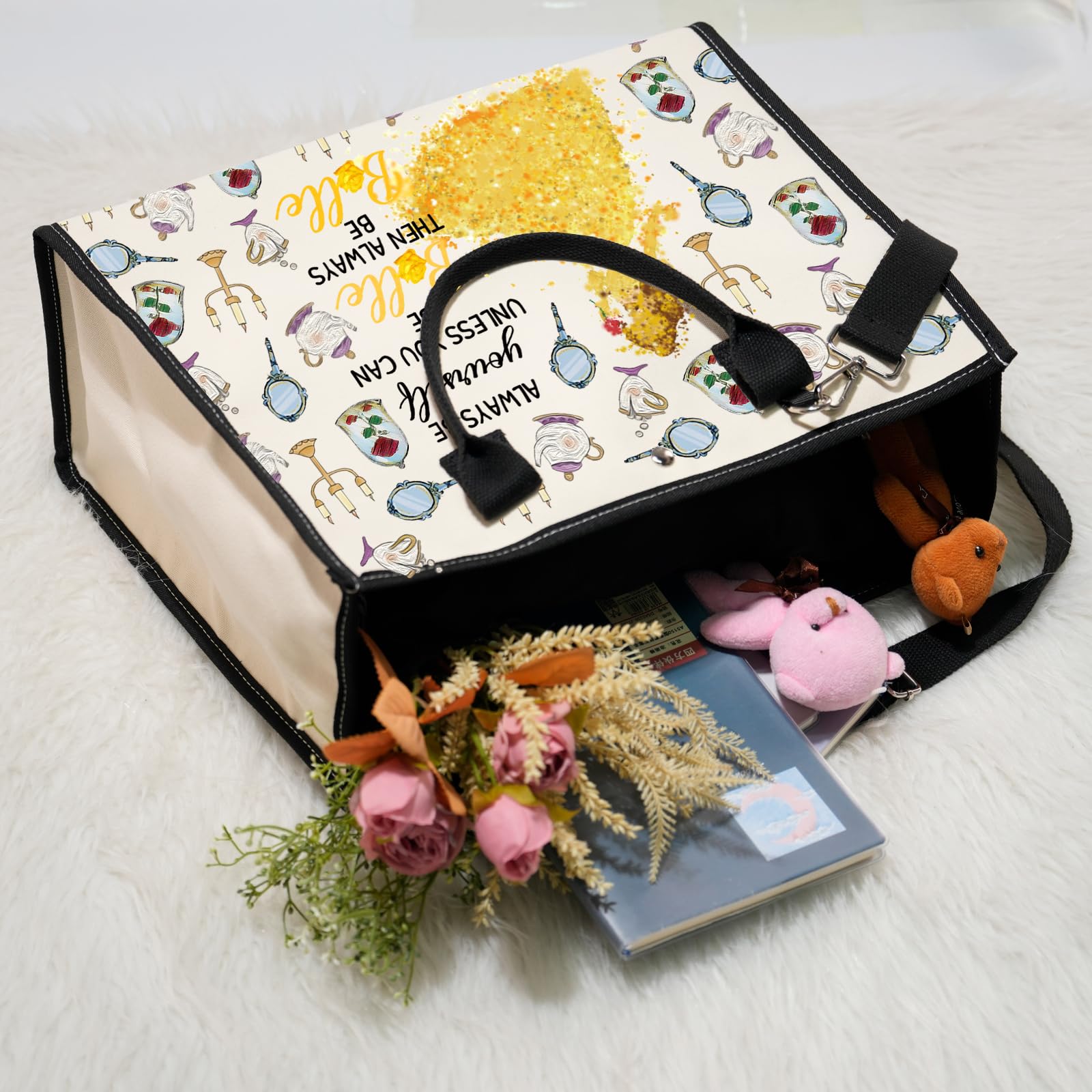 XYANFA Beauty Movie Makeup Bag - Beast Fans Gift, Princess Birthday Present, Fairy Tales Cosmetic Tote Bag - Perfect for Disney Lovers, Cosplay & Gift Giving Occasions