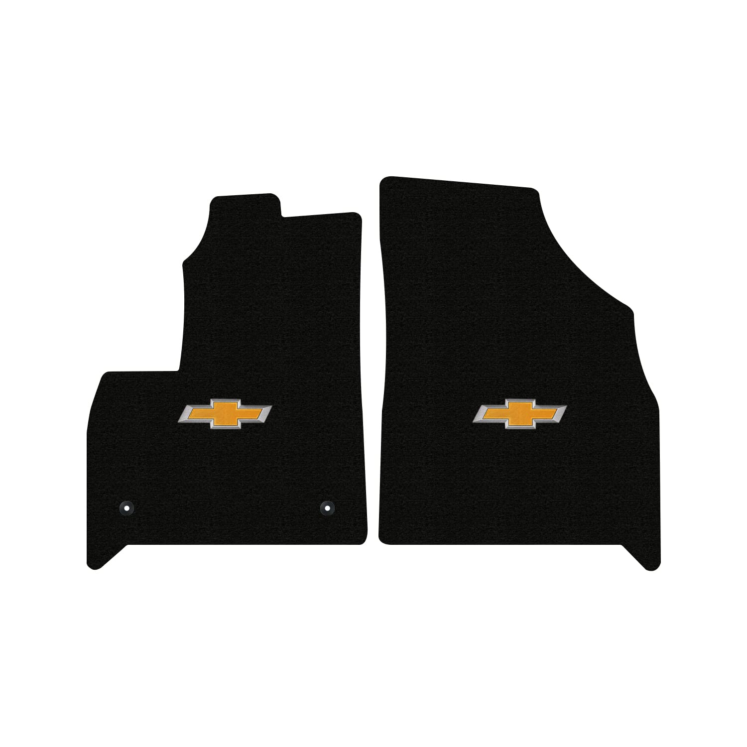 Premium Custom-Fit Carpeted Floor Mats for Chevy Traverse 2018-2023 - Luxury Car Floor Liners with Gold Bowtie Logo (2-Piece Front Set, Charcoal) - Perfect for All-Weather Protection & Interior Style Enhancement