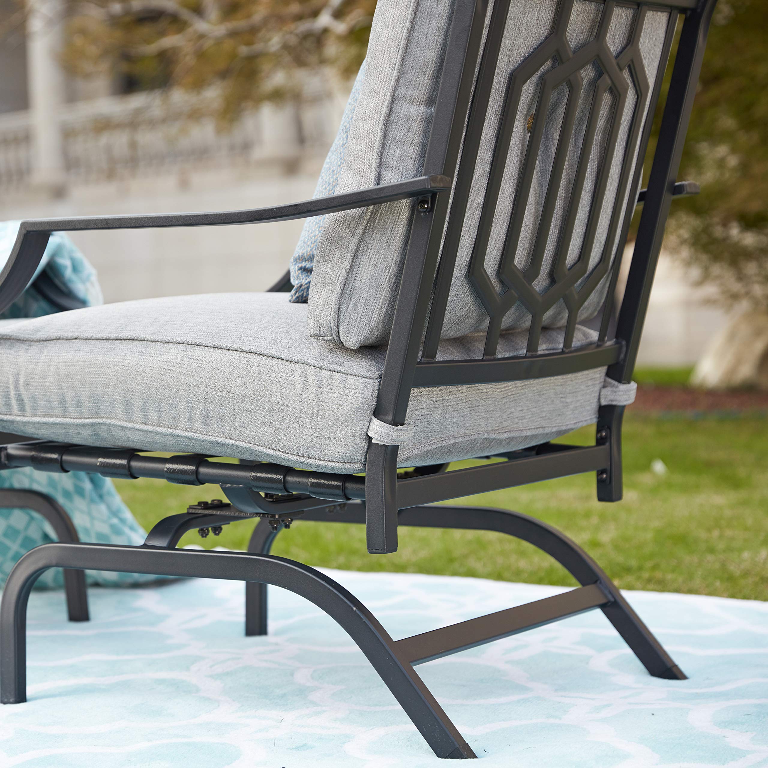 Outdoor Bistro Table Set with 2 Chairs & Coffee Table - Metal Patio Conversation Furniture for Garden, Balcony, Backyard (Grey) | Perfect for Small Spaces, Coffee Time & Outdoor Relaxation