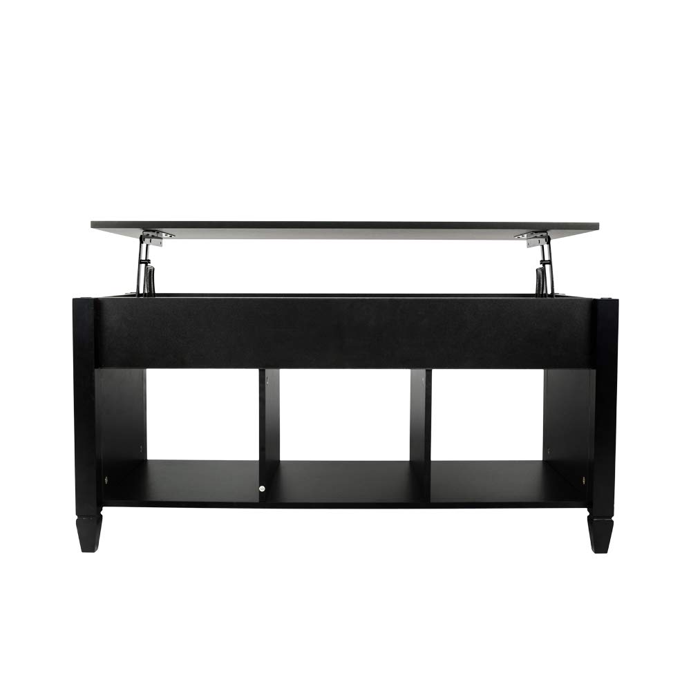 Modern Lift Top Coffee Table with Hidden Storage Compartment & Shelf - Convertible Lift Tabletop for Living Room, Sofa, Home Office (Black) - Perfect for Small Spaces & Entertaining Guests