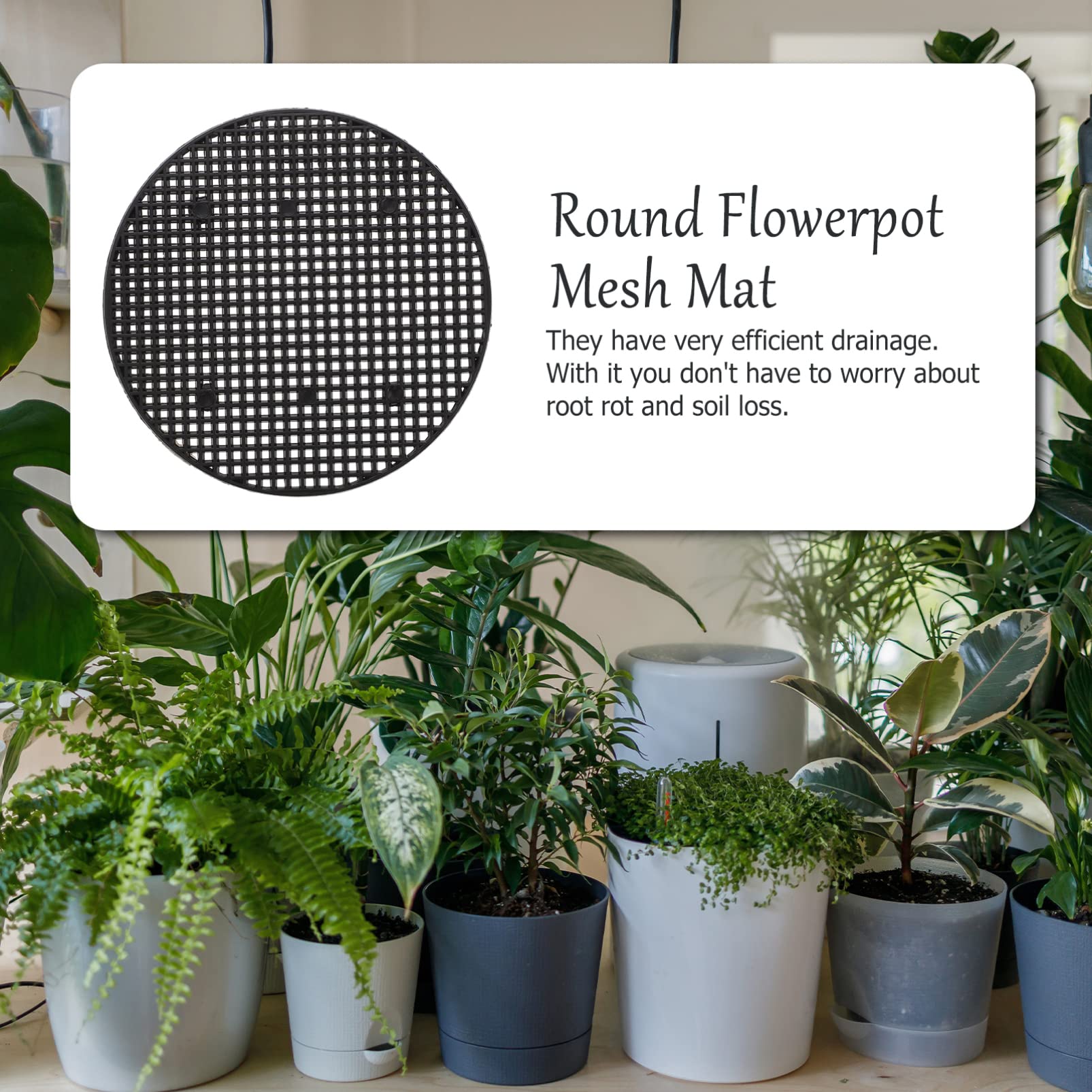 10Pcs Succulent Plant Drainage Mesh Pads - Bonsai Pot Bottom Grid Mats, Hole Screens for Succulents, Cactus & Plants | Improves Drainage & Prevents Soil Loss | Perfect for Indoor & Outdoor Gardening