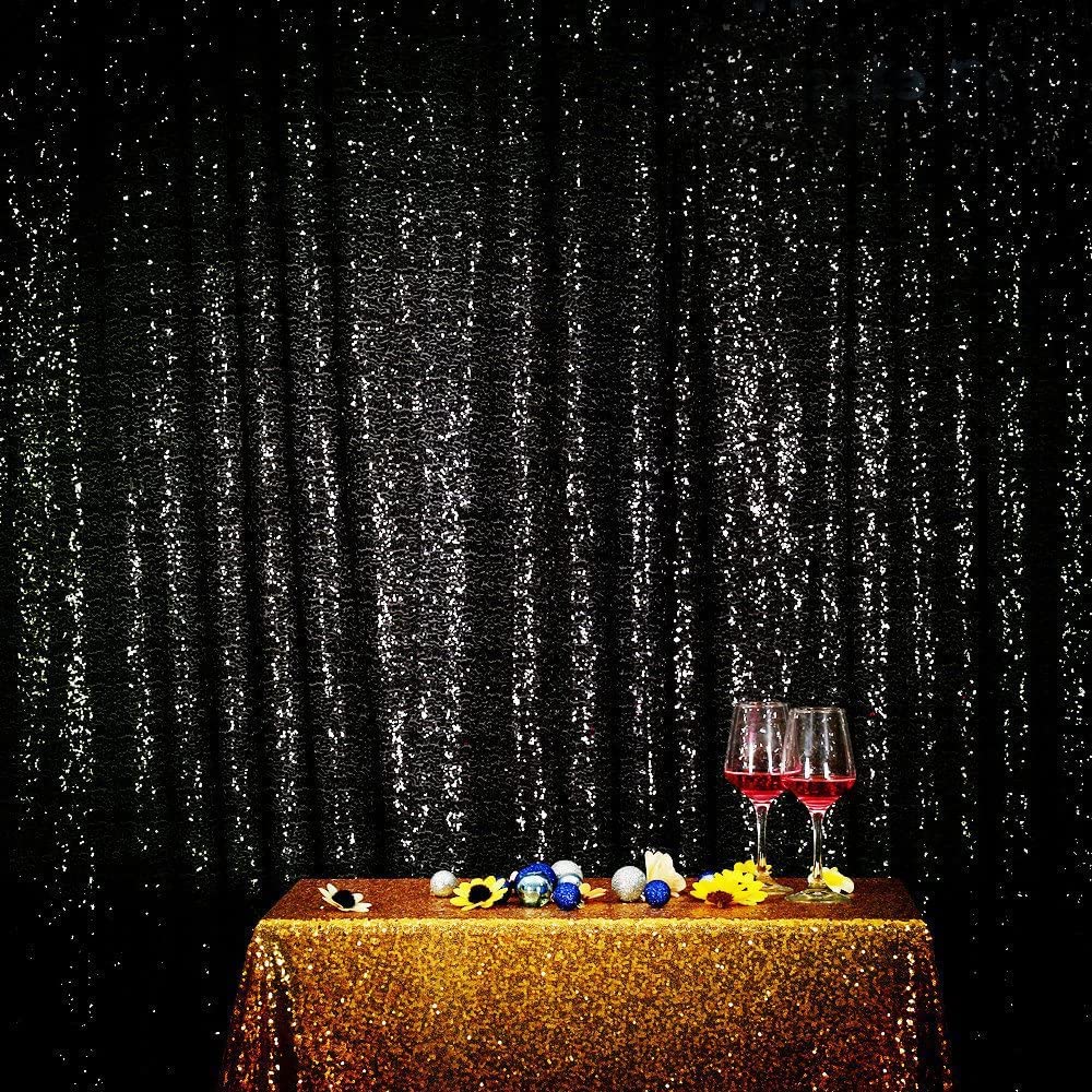 20Ft x 10Ft Black Sequin Backdrop for Party Photography | Elegant Event Decor for Weddings, Birthday Parties & Photo Booths